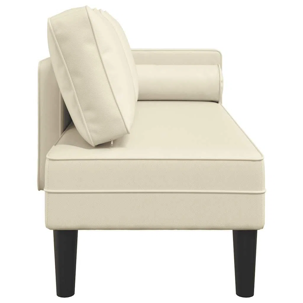 vidaXL Sdraio con Cuscini Crema in Similpelle, divano letto, divano imbottito, seduta da soggiorno, dormeuse, seduta da salotto, divano 2 posti