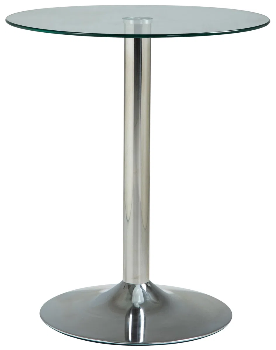 CLP Tavolo In Vetro Rotondo Di Sicurezza Ø 60 CM, H 70 CM I Tavolo Moderno Bar Con Piedistallo In Metallo Cromato, Colore:vetro trasparente