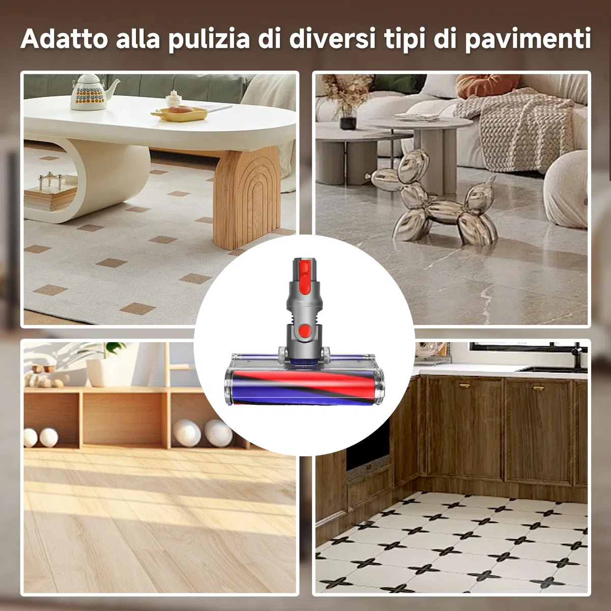 Bocchetta per Dyson V8 V15 V10 V7 SV10 SV12 SV14, Spazzola per Dyson aspirapolvere,adatta a pavimenti duri,La soft roller cleaner head assy è sostituisce le parti NO.966489-12 e 966489-11