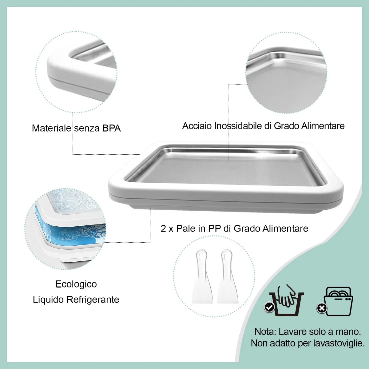 Macchina per il Gelato, Gelateria Con 2 Spatole, 26 x 21cm Macchine per gelato Soft Yogurt, gelato fatto in casa fai da te, Macchina Gelato Casa (Bianco, One Size)