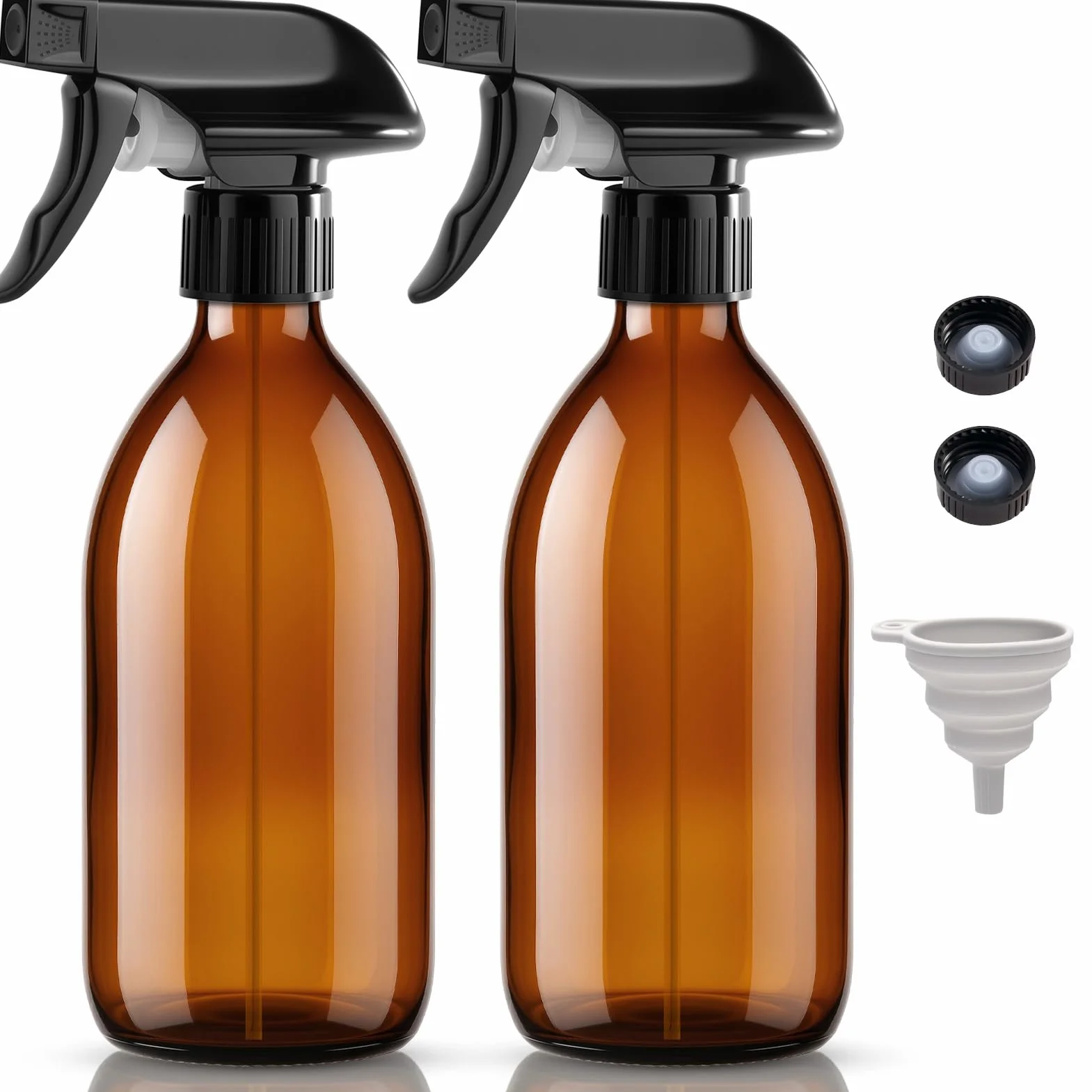 Bottiglie Spray Vuoto 2 X 500 ml Spruzzino Nebulizzatore, Ricaricabile Bottiglia Spray d'Acqua pray Bottle Confezione Flaconi Spray in Vetro Ambrato Ideale per Piante, Pulizia, Parrucchieri