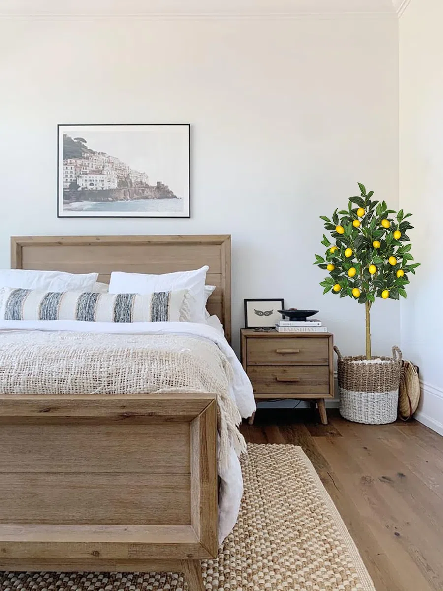 Oairse Piante artificiali, albero di limone, 120 cm, pianta artificiale, decorazione per interni, pianta d'arte come vera in vaso per decorazione da tavolo, ufficio, bagno, camera da letto, soggiorno