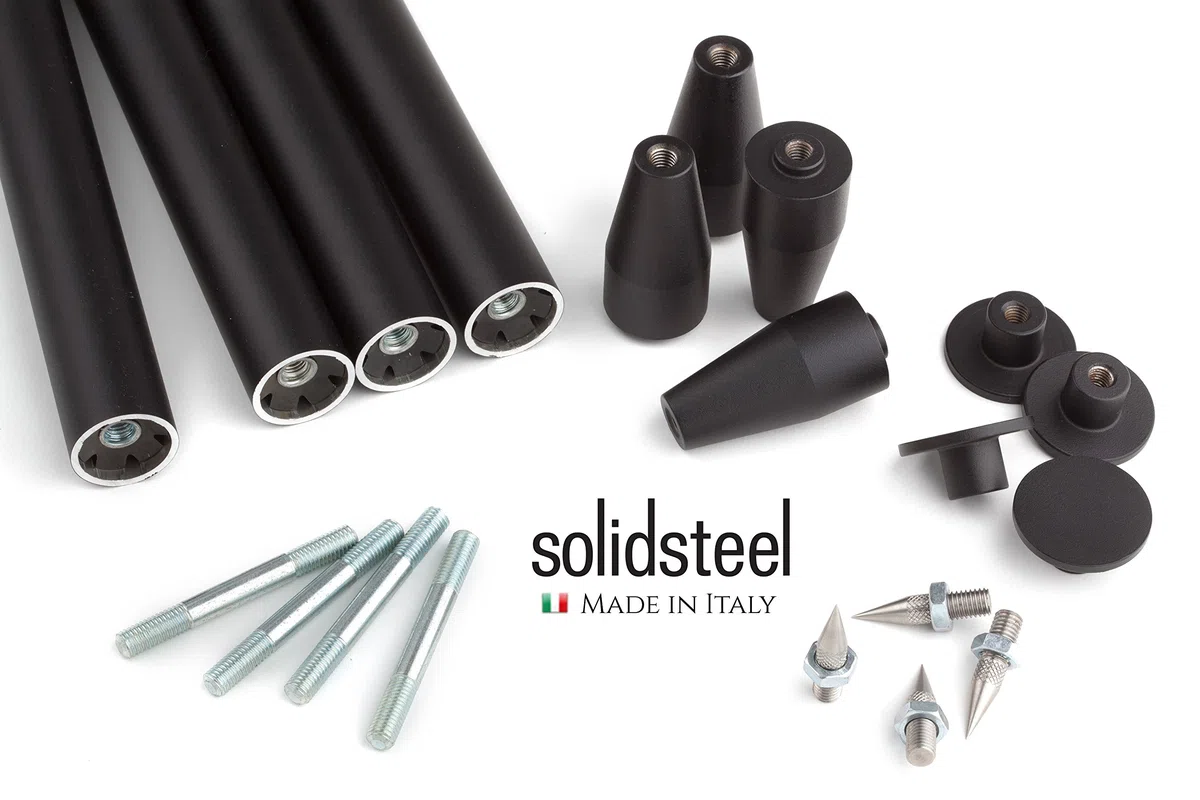 Solidsteel S2-5 Mobile Stereo Hi Fi Porta Elettroniche, Mobiletto Rack Audio a 5 Livelli in Legno (Made in Italy), Telaio in Metallo per Impianto Hi-Fi Stereo, Punte Regolabili in Acciaio INOX