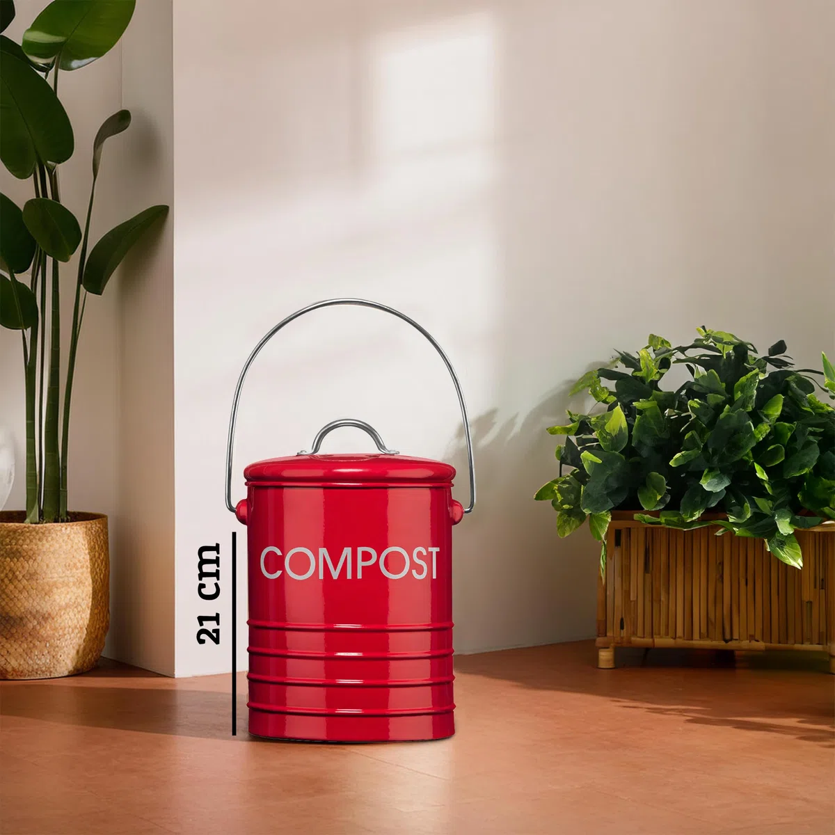 PREMIER Housewares Compostiera con Maniglia, Rosso