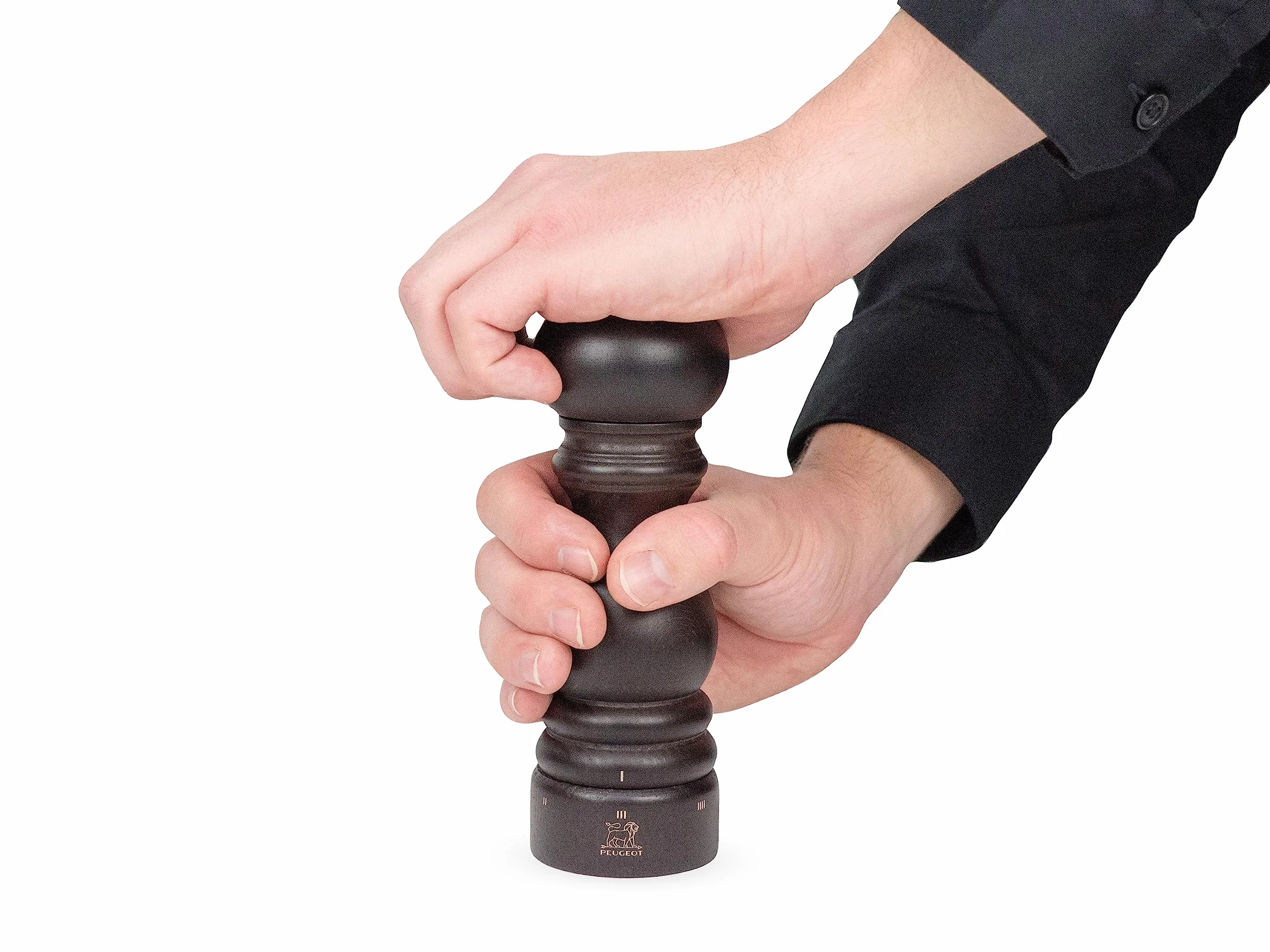 PEUGEOT - Paris u'Select 18 cm Pepper and Salt Mill Set - 6 predefined Grind Settings - Powdered Salt Innovation, Zirlion Mechanism - PEFC Certified Wood - Made in France - Chocolate Finish