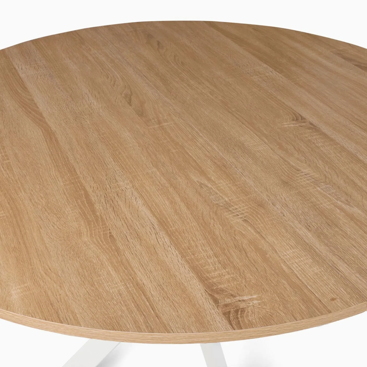 IDMarket - Tavolo da pranzo rotondo ALIX, legno e gambe a ragno bianche, 4-6 persone, 110 cm