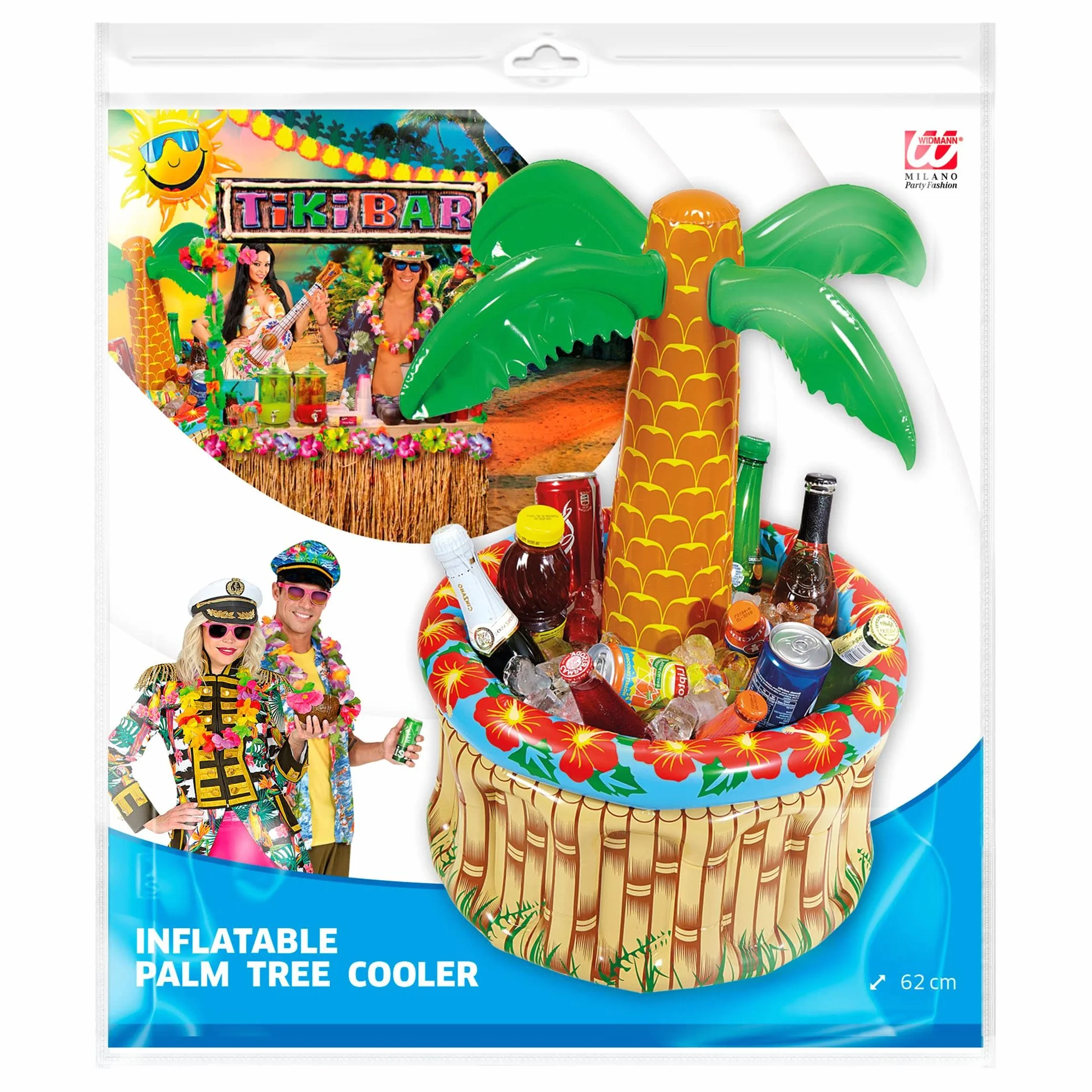 W WIDMANN MILANO Party Fashion - Palma gonfiabile con dispenser per bevande, da riempire con ghiaccio e acqua, festa in spiaggia