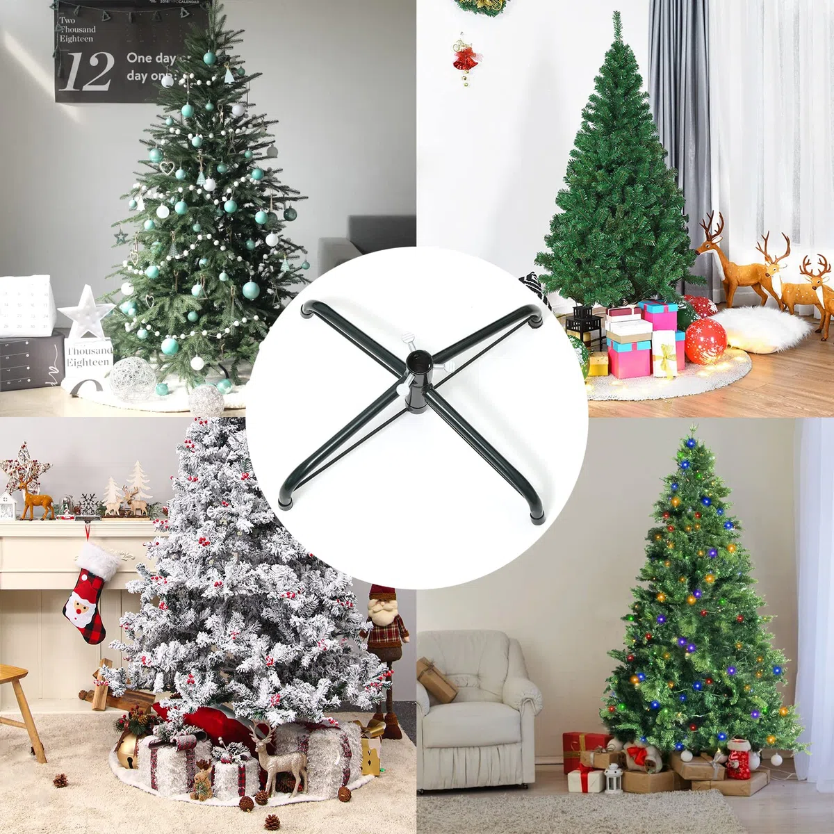Supporto per Albero di Natale Artificiale Staffa per Albero di Natale con Vite per Albero di Natale Artificiale Base Supporto per Asta in Metallo Decorazione per Feste Stabile Durevole (Ø1.9cm,30cm)