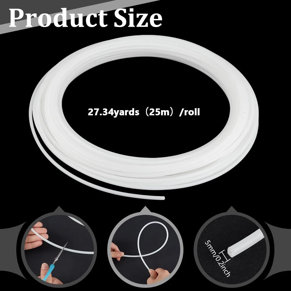 BENECREAT Striscia di Plastica per Modellazione PE Da 25 m, Cordino di Plastica Bianco Da 5mm per Uncinetto, Maglieria, Tessitura O Rifinitura Negli Indumenti, Cuscini