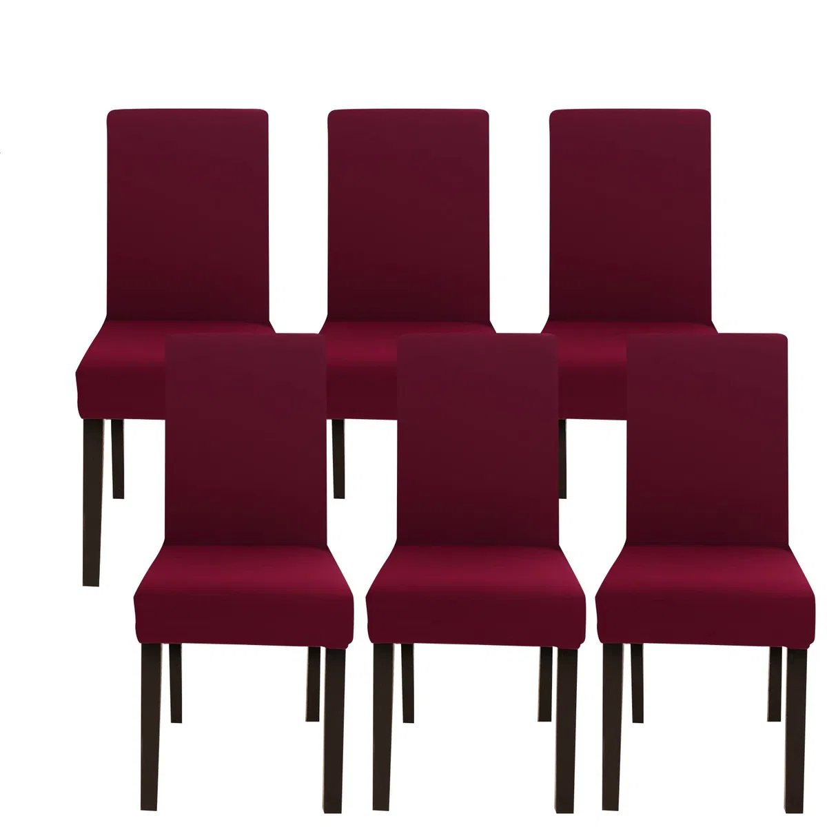Jaotto Coprisedia con Schienale Elasticizzato 6 Pezzi,Fodere per Sedie da Pranzo Lavabile Universale Estraibile,Moderno Vestisedia per Cucina,Copertura della Sedia per Casa Ristorante(Bordeaux,6)