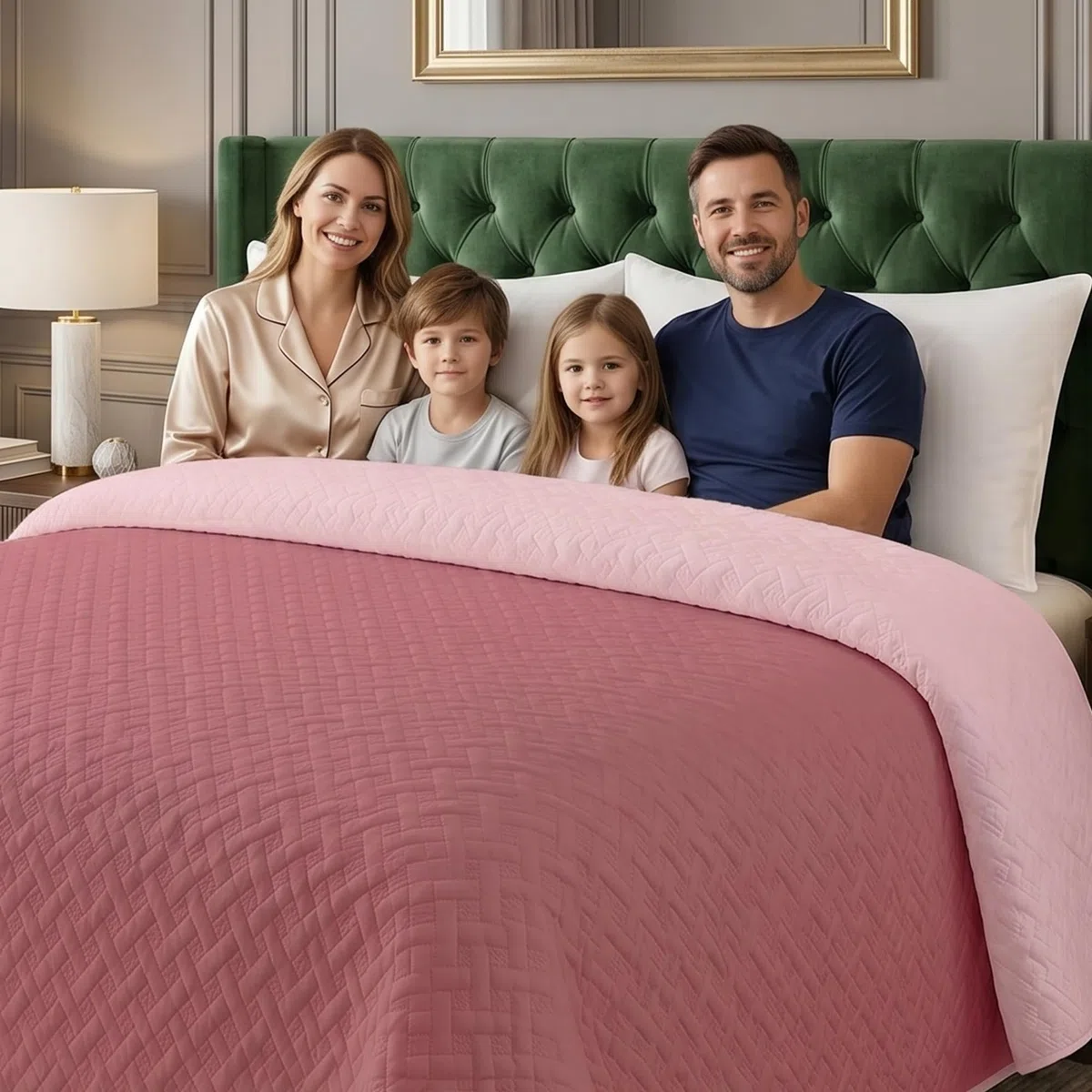 Trapunta Letto Singolo Primaverile in Microfibra Manopesca Vellutata sulla Pelle, Copriletto Singolo Traspirante e Termoregolatore, Trapuntino 1 Piazza Rosa Confetto/Rosa Scuro