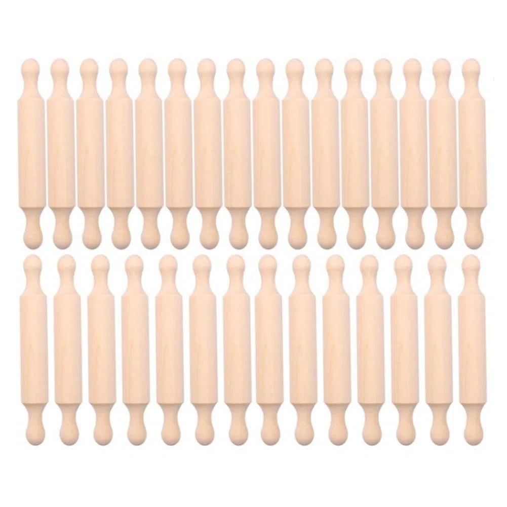 20 Pezzi Mini Mattarello in Legno da 6 Pollici Lungo Cucina Mattarello Piccolo Rullo per Pasta di Legno per Bambini Fondente