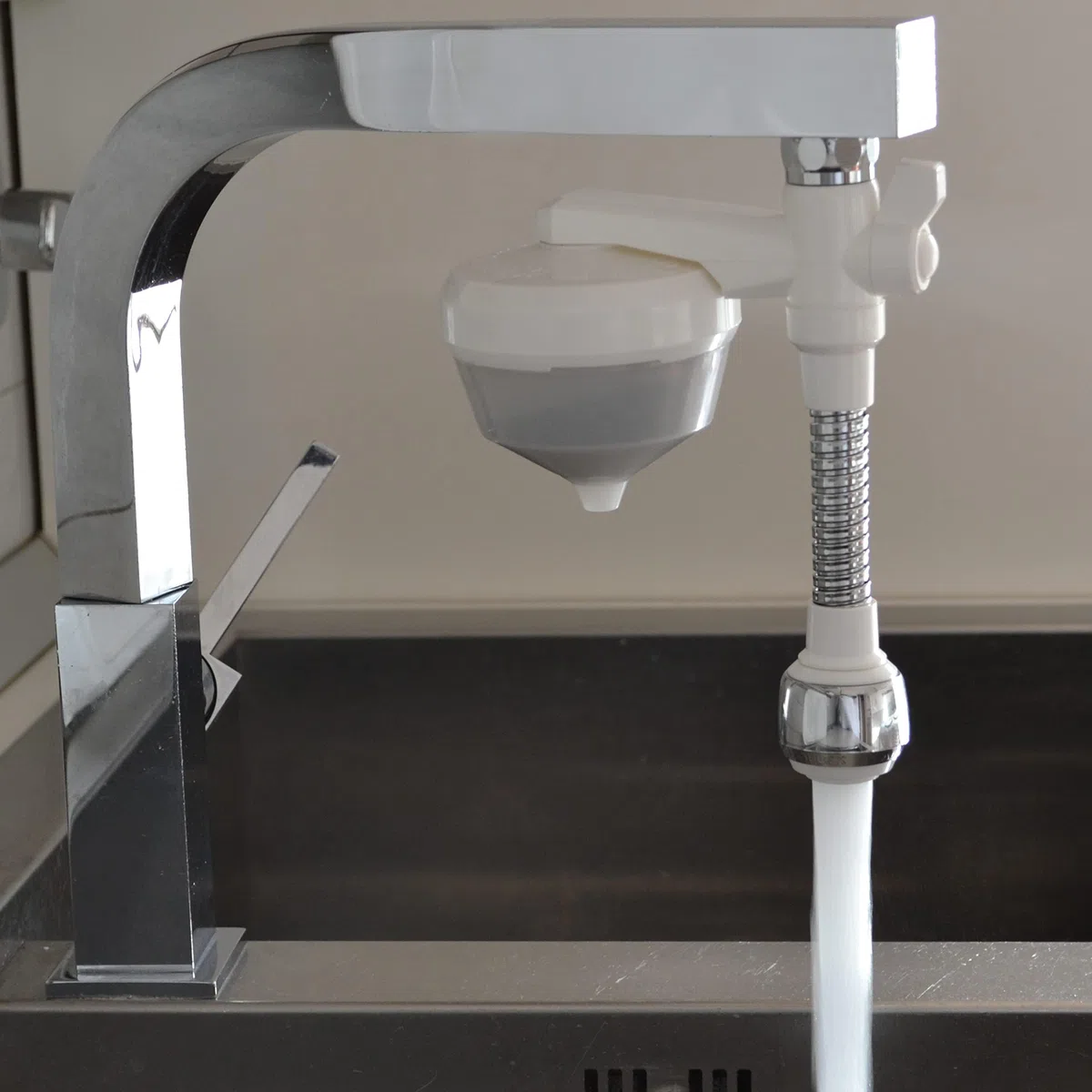 Siroflex 2652/1S Silver UNI 3-A Depuratore Acqua Domestico Made in Italy Con Cannuccia Flessibile Aeratore Doccetta Sirius | Depuratore Acqua Rubinetto | Filtro Acqua Rubinetto Depuratore