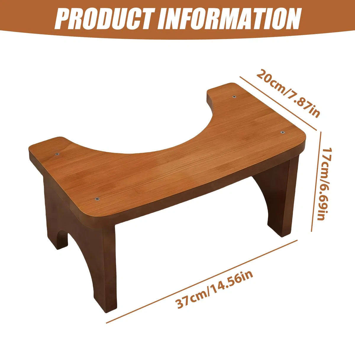 37 x 20 x 17 cm. Sgabello ergonomico per WC, in bambù stabile per adulti con design naturale, sgabello sano e portatile, supporto per la seduta antiscivolo in caso di stitichezza