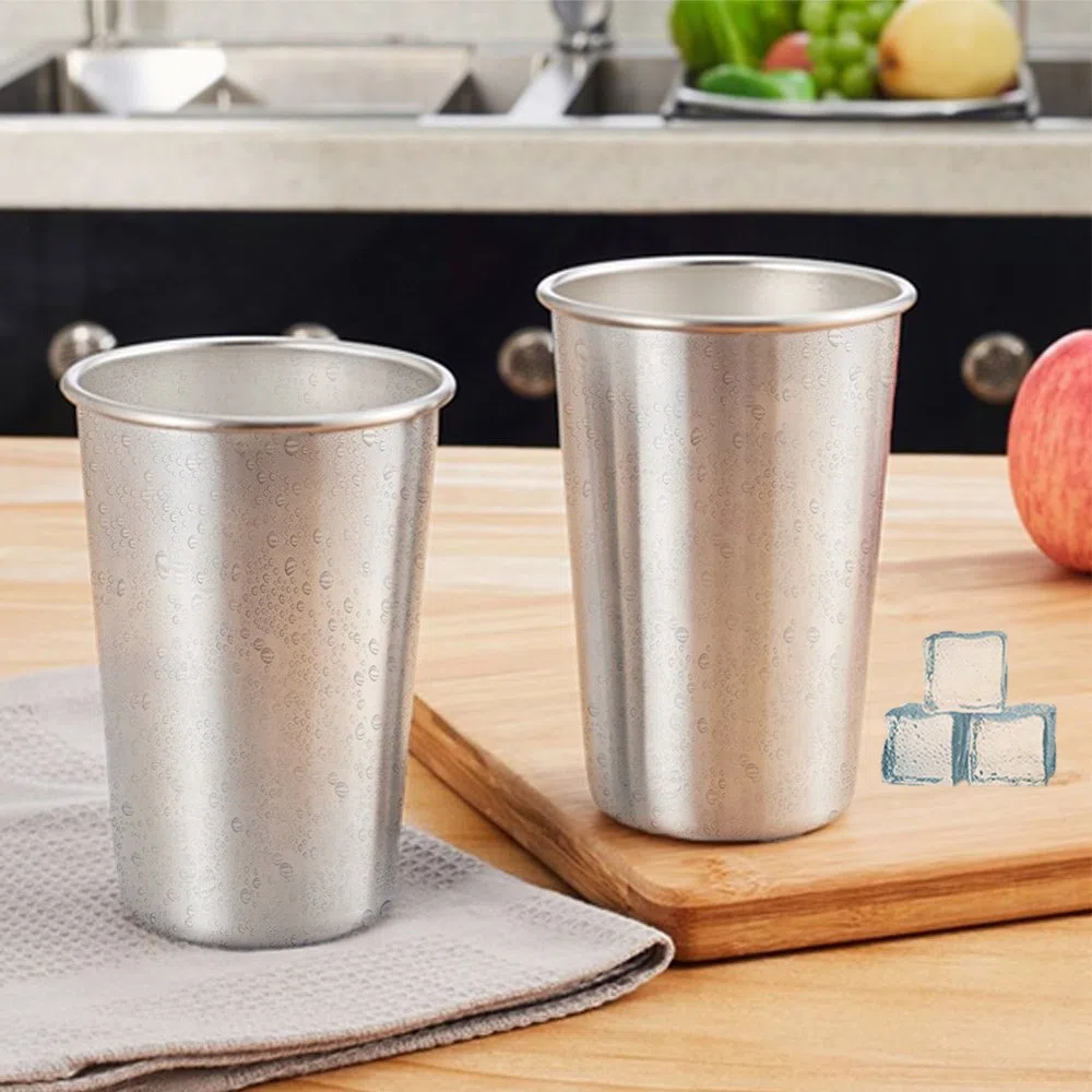 Tazza in Acciaio Inox - Tazze in Metallo Riutilizzabile - Bicchieri Impilabili - Campeggio, Escursionismo, attività all'aperto, Ppartito - Bambini Piccoli Bambini Applicabili - Senza BPA