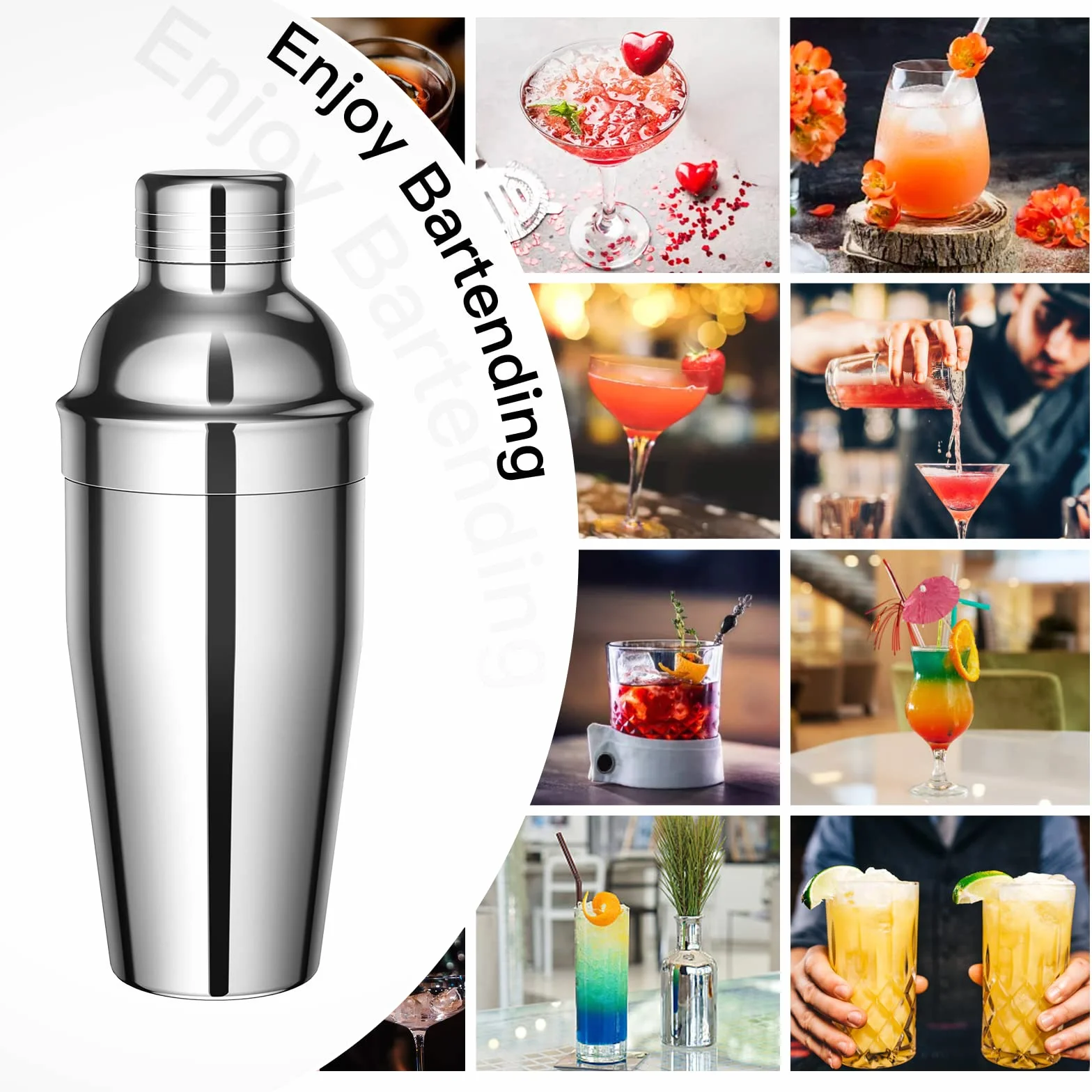 Sosayet Shaker Cocktail Set, 10 Pezzi Kit Barman in Acciaio Inox, Set Cocktail Professionale con Shaker 750 ml, Ideale per Casa, Bar e Feste, Perfetto per Appassionati di Cocktail
