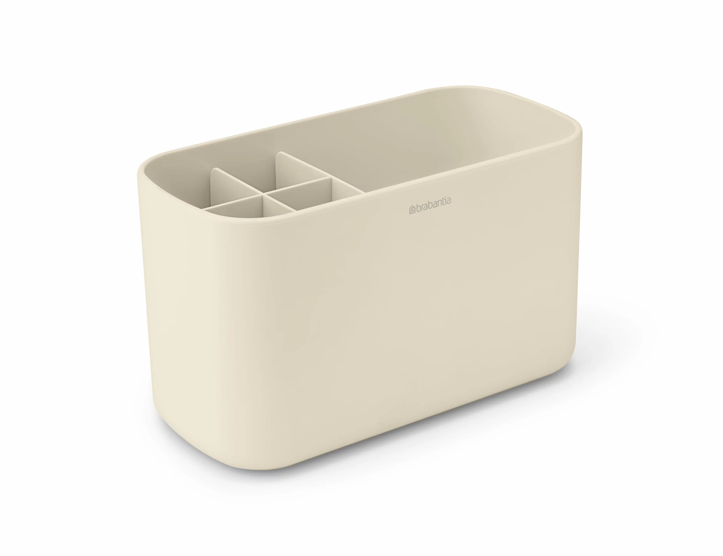 Brabantia - ReNew Portaoggetti da Lavabo - Organizzatore per Lavandino - Adatto come Portaspazzolino - Base Antigraffio - Facile da Pulire - Resistente alla Corrosione - Soft Beige - 20 x 10 x 11 cm