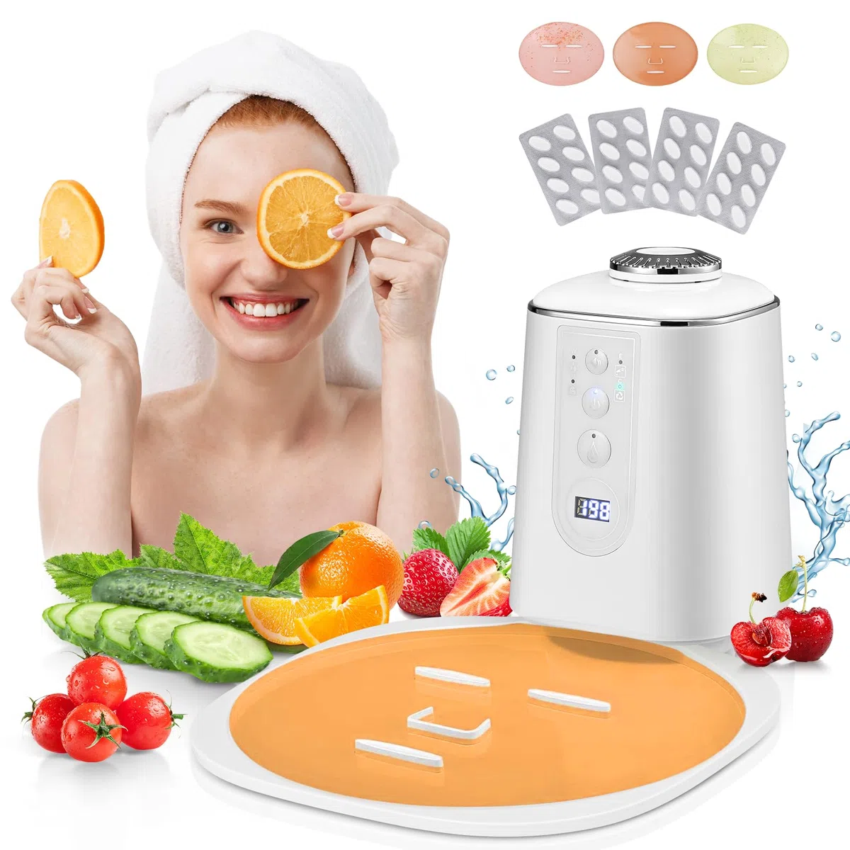 Maschere per il viso, set di maschere per il viso, 32 pezzi, collagene, frutta naturale fai da te, maschere per la vista fai da te, linguaggio intelligente, pulizia automatica
