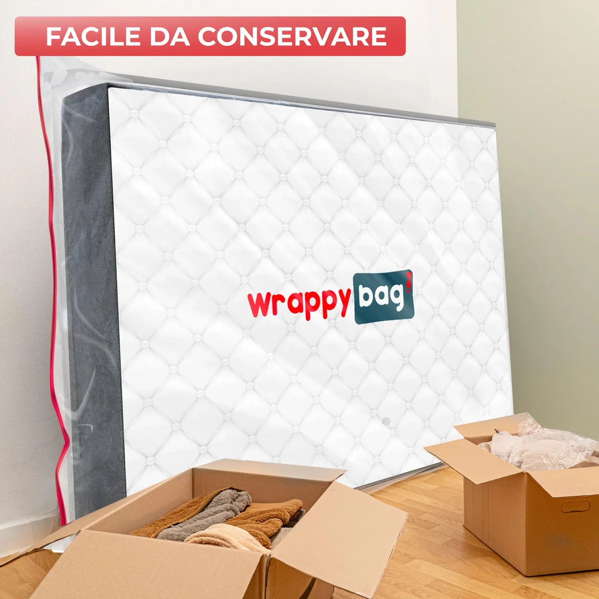 WRAPPYBAG – Custodia in Plastica per Materassi - 5 Misure Disponibili - Sacca Protettiva Impermeabile e Resistente agli Strappi - Per Traslochi, Conservazione e Trasporto - 160x200