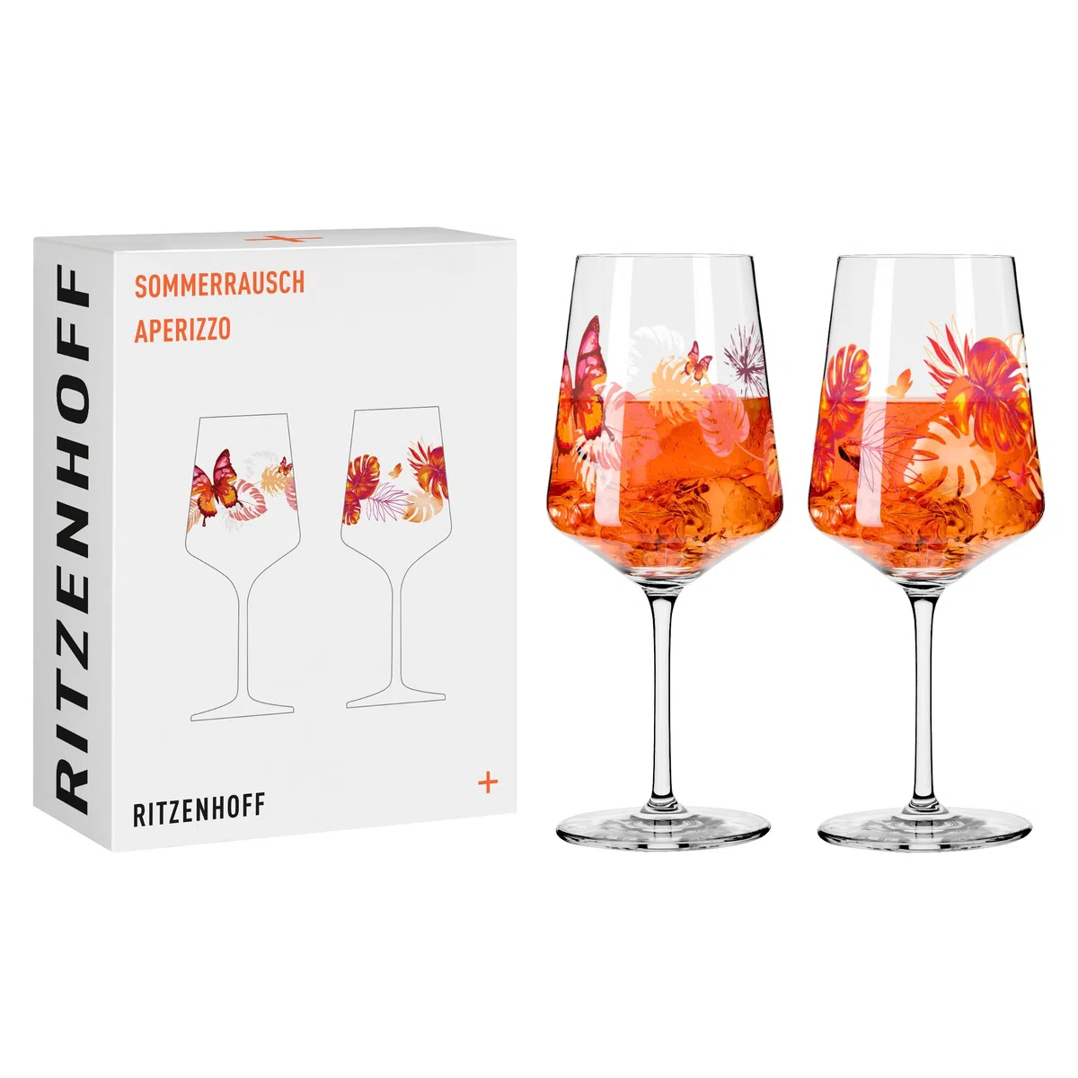 RITZENHOFF 2849001 Bicchiere da aperitivo 500 ml - Set di 2 - Serie Summer Rush - Motivo farfalle - Made in Germany