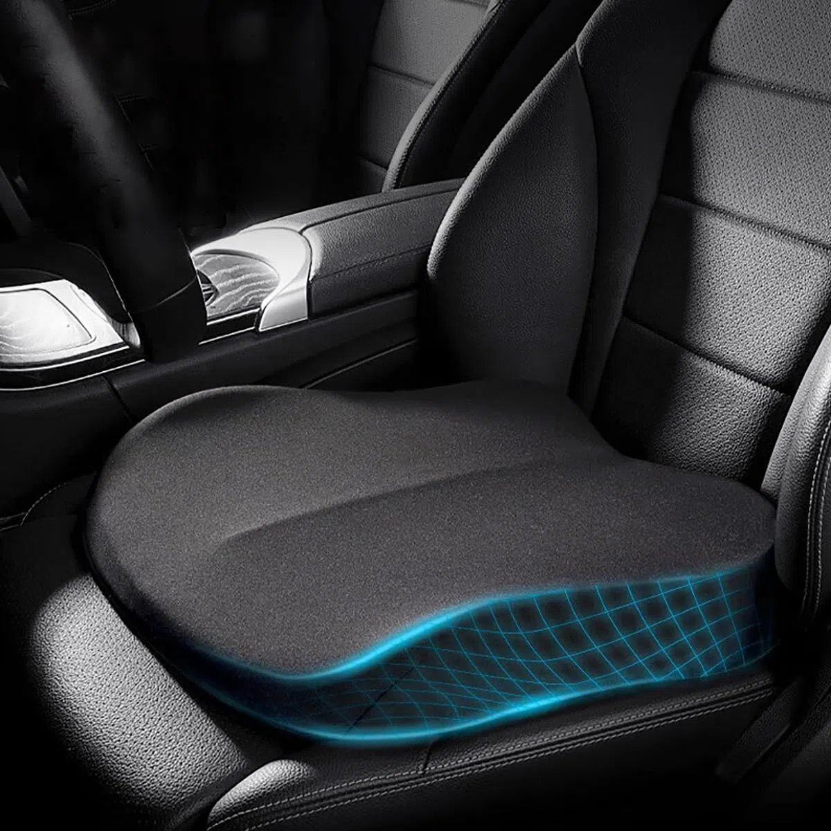 Cuscino Sedile Auto Guidatore, Cuscino Seduta in Memory Foam, Cuscino Coccige Ortopedico Ergonomico, Cuscino del Sedile a Cuneo per Sedia da Ufficio, Sedia a Rotelle, Autocarro,Nero