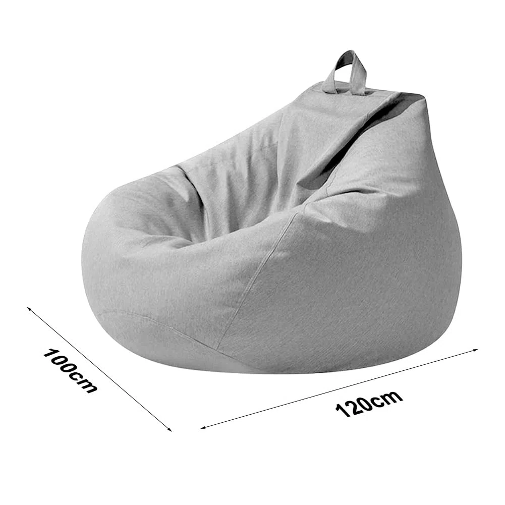 Pouf XL, rivestimento per pouf, pouf a forma di goccia, solo rivestimento (senza imbottitura), per adulti e bambini, da gioco, per soggiorno, divano, esterno, 100 x 120 cm (grigio chiaro)