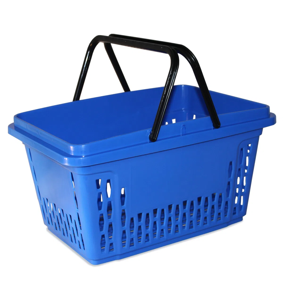 Gerso - 10 Cestini della spesa in plastica con 2 staffe, polipropilene da 40 litri, vari colori blu