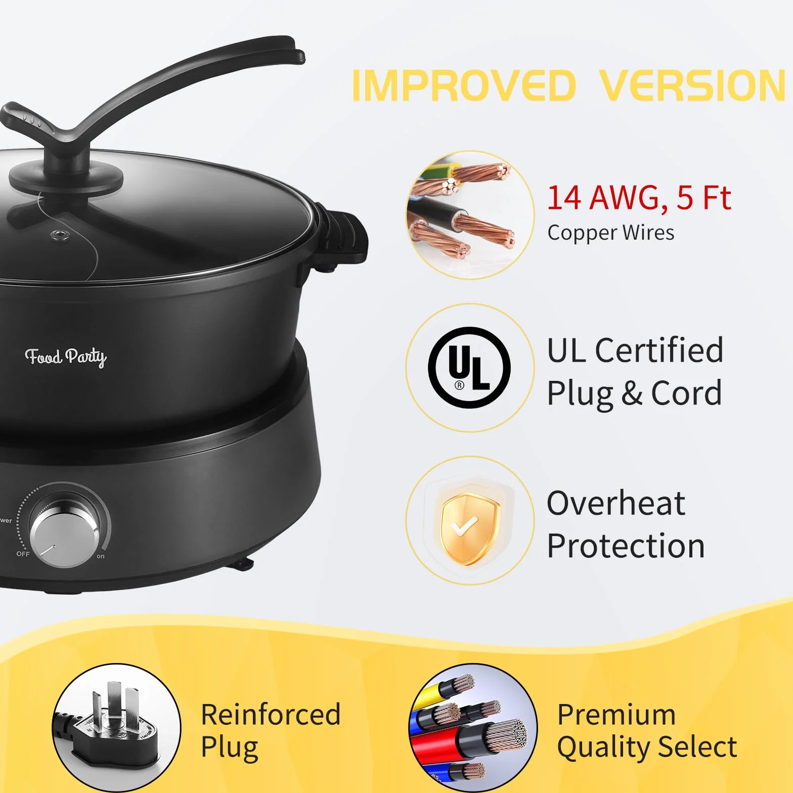 Food Party Hot Pot Elettrico Hotpot 4L Pentola Elettrica 220V 1350W Fondue Cinese Shabu Shabu Hotpot, FPJ204