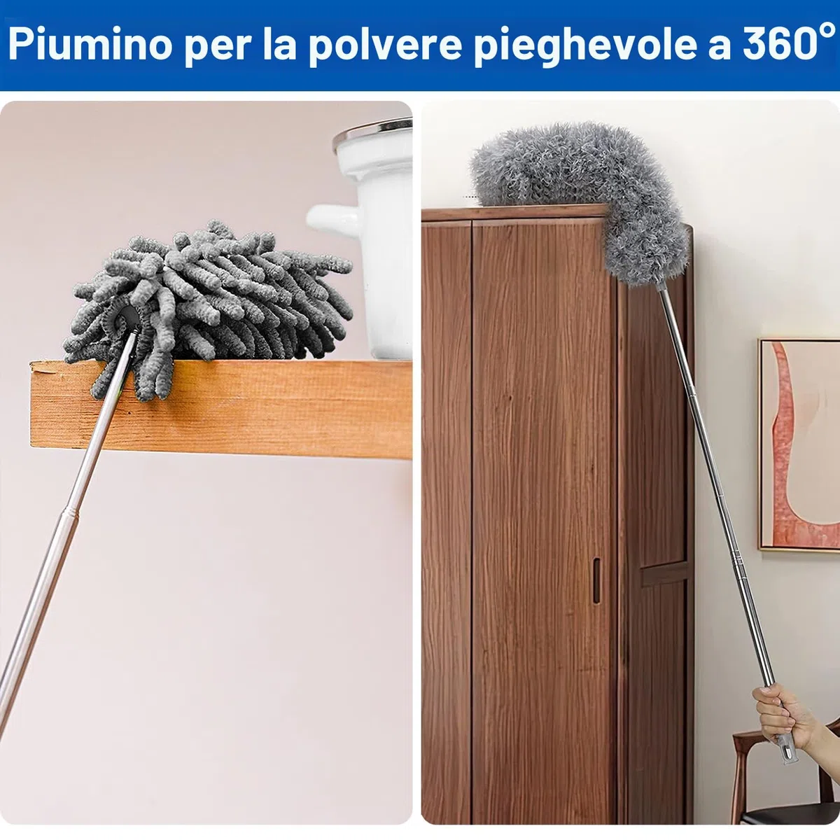 spolverini in piume per la pulizia, pulitore per ventilatori a soffitto alto con palo estensibile, spolverino per ragnatele estensibile fino a 254 cm per la pulizia di ragnatele e persiane