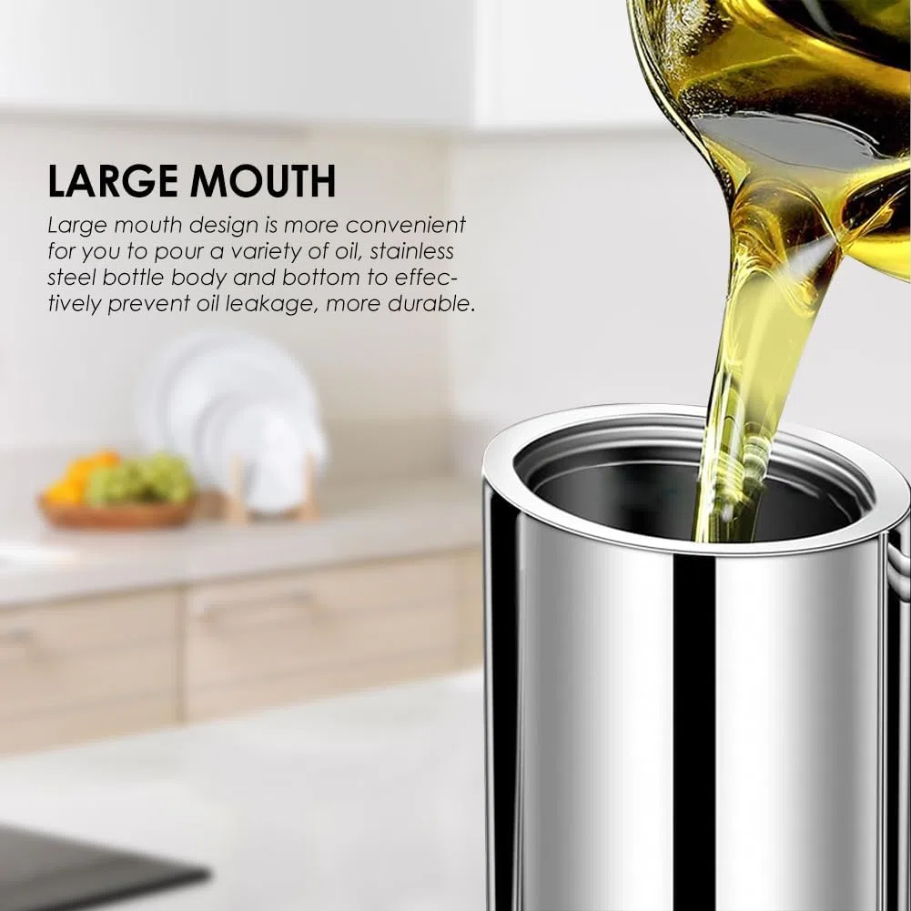 700ML Oliera Acciaio Inox Salvagoccia, Oliera Salvagoccia Pentola Bottiglia Olio Portatile Contenitore Olio Bottiglie per Dispenser di Olio per Olio a Tenuta Stagna Drizzler per Cucina,BBQ,Grill