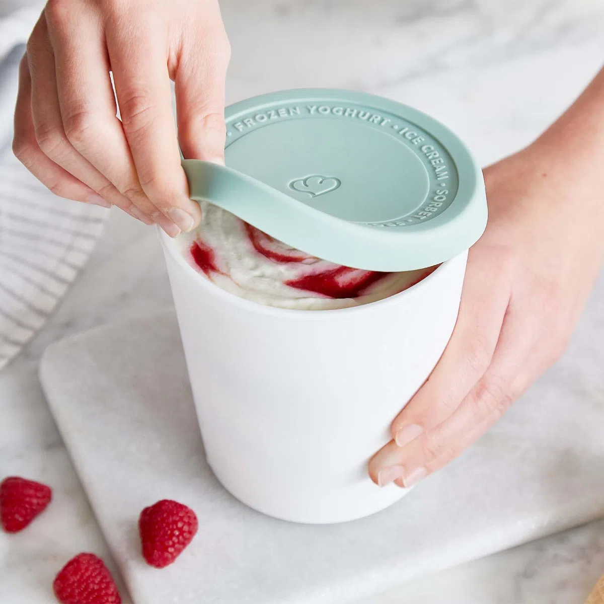Set di Contenitori per Gelato da 2 Pezzi 1L, Contenitori Alimentari BPA-free, Contenitore Congelatore, Contenitore per Conservare