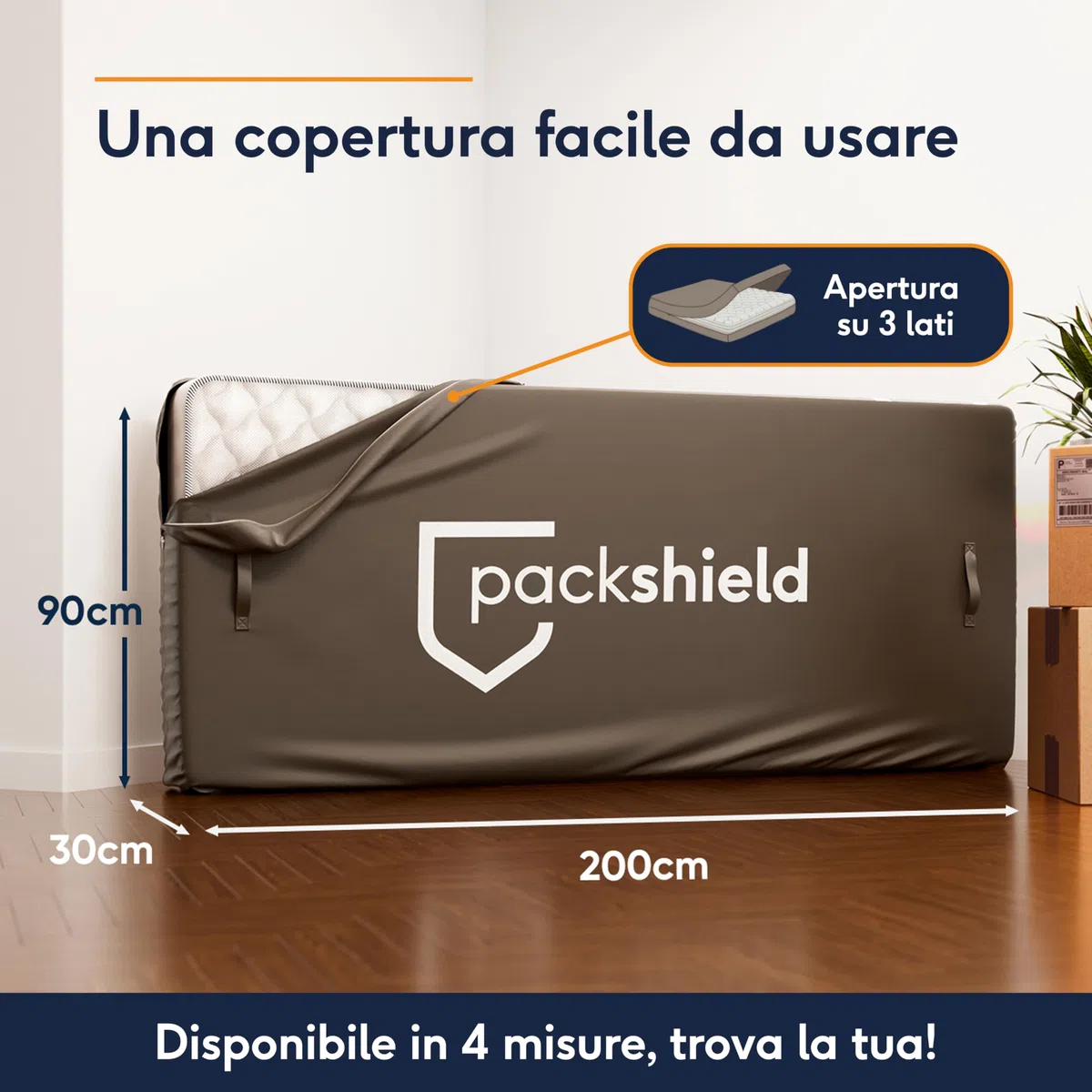 Custodia Protettiva per Materasso Singolo 90x200cm – Sacco Impermeabile in Tessuto Oxford – 4 Maniglie – Trasloco, Stoccaggio o Trasporto – Spessore 30cm