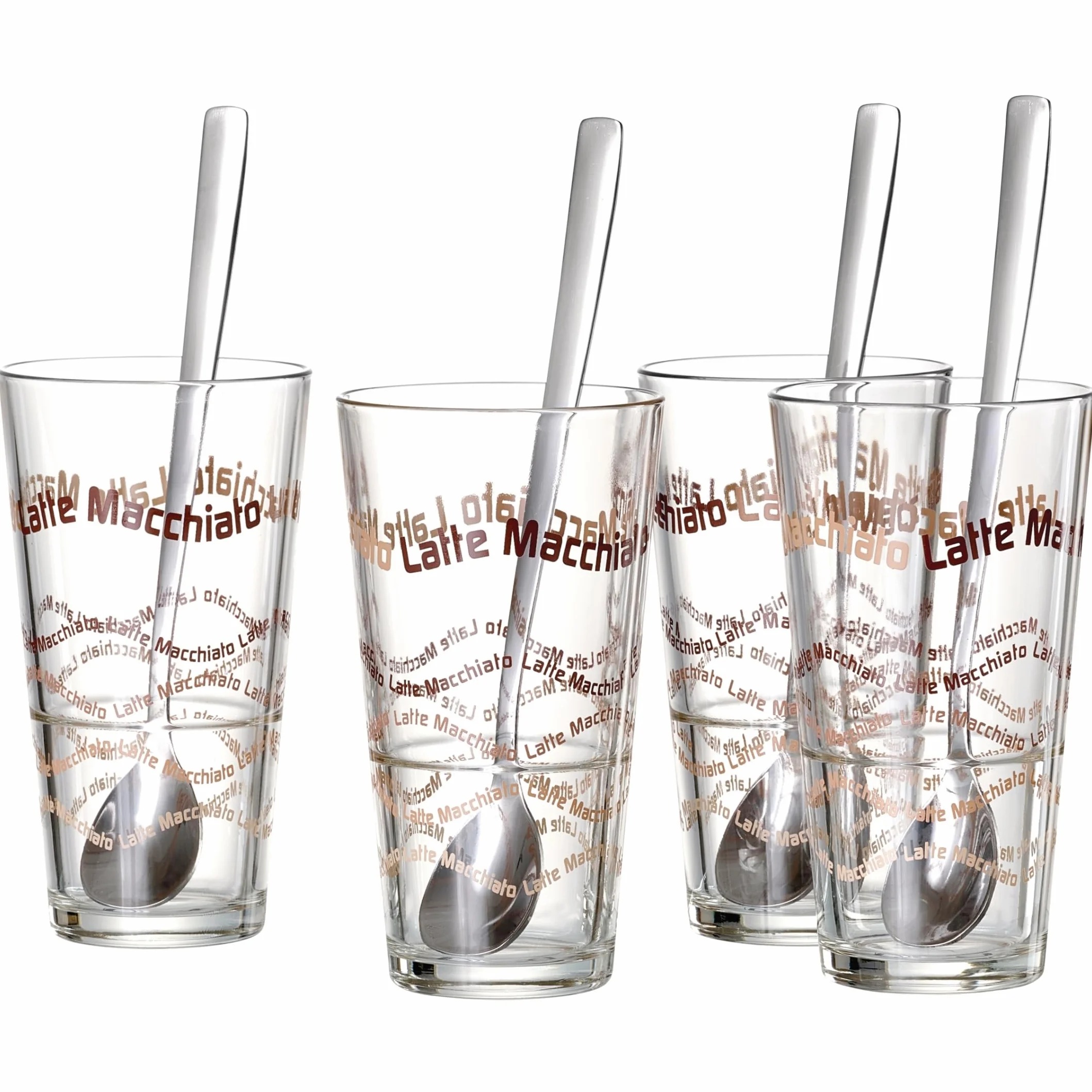 Ritzenhoff & Breker 124200 Latte Macchiato - Set di 8 Pezzi, Bicchieri + cucchiaino