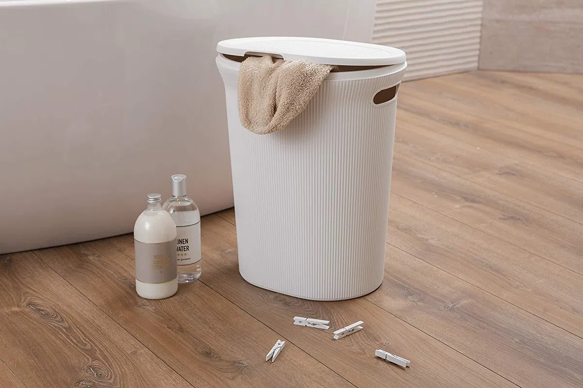 Tatay Cesto Biancheria Sporca Baobab, 40L dI Capacità, Polipropilene, Senza BPA, con Coperchio, Tortora, Dimensione: 41 x 33 x 50 cm