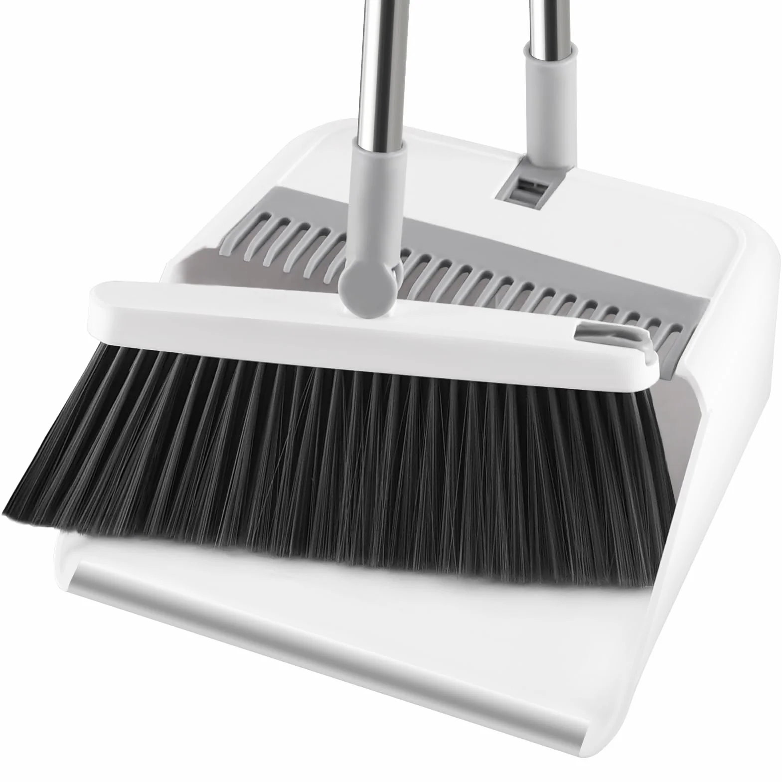 Mitclear Set Paletta e Scopa con Manico Lungo, Spazzola Rotante a 180°, Paletta Domestica con Bordo in Lega di Alluminio, Adatta per la Pulizia dei Pavimenti, Giardino, Casa, Cucina, Ufficio