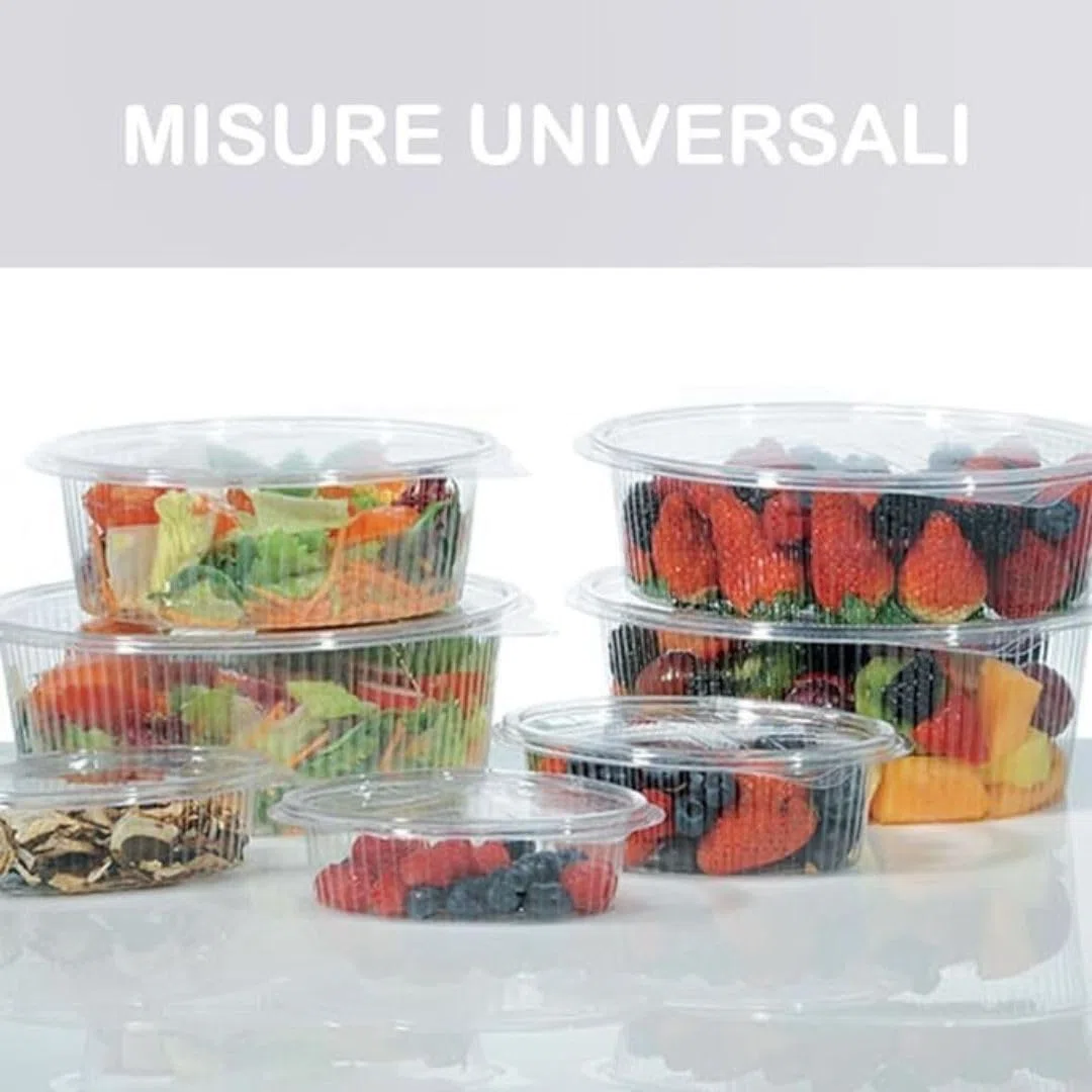 marketcaffe 100 Vaschette -1000cc per Alimenti Usa e Getta con Coperchio Ovali Trasparenti in Pet Misura Contenitori con Coperchio Unito Trasparente Chiusura ermetica MADE IN ITALY (1000 cc)