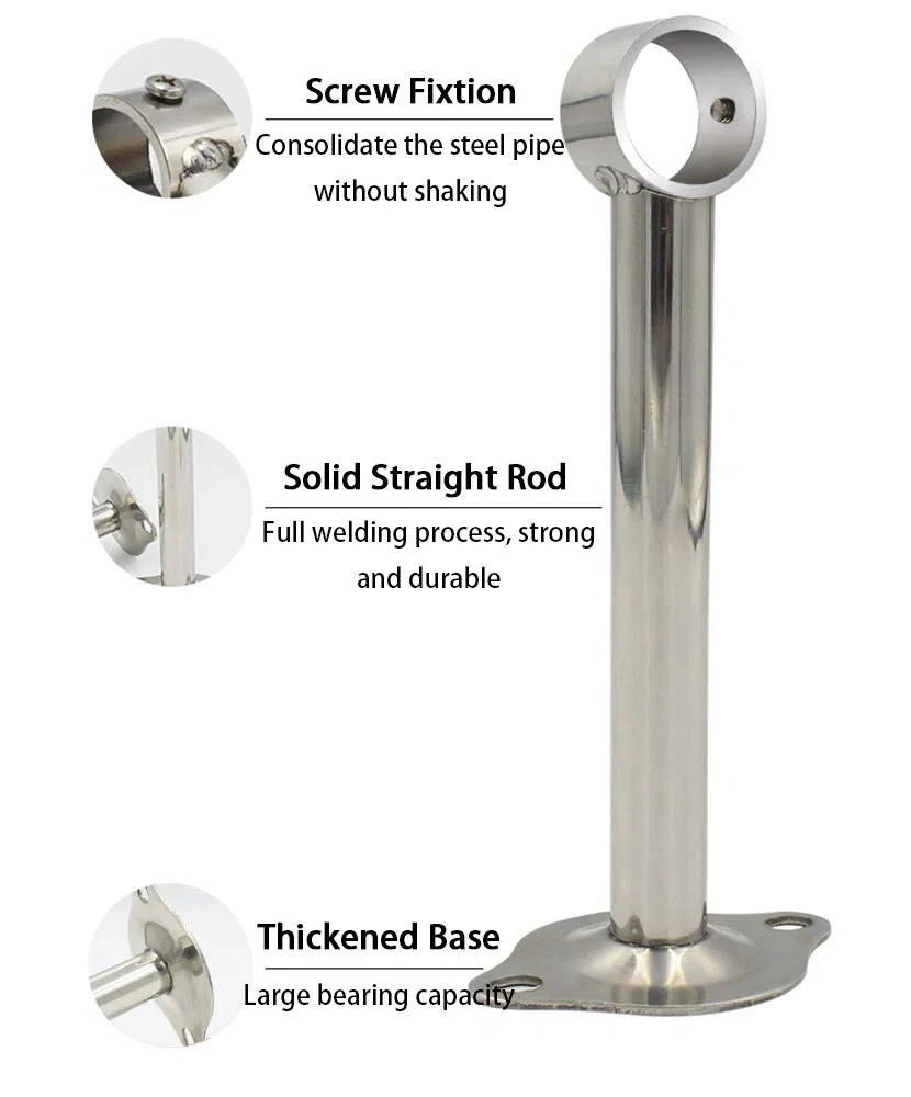 4 Pezzi Staffa di Montaggio a Soffitto per Tende, Bastone per Tende a Parete Inox Robusto Supporto per la Leva dell'Armadio per Finestra Ufficio Guardaroba