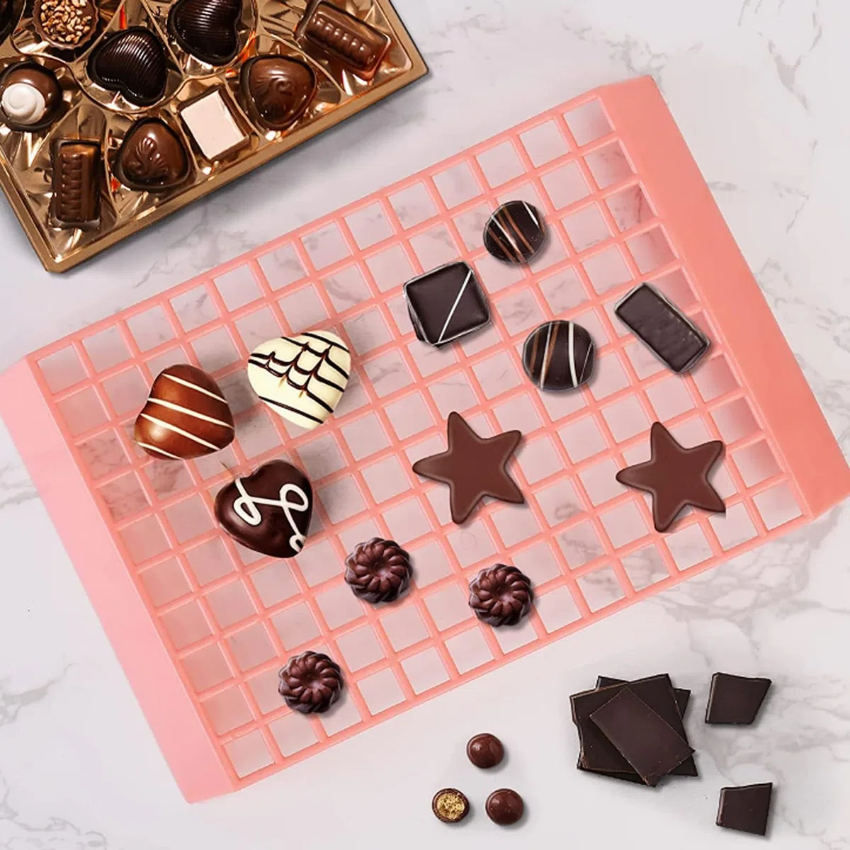 Set per Doppia Fonduta di Cioccolato Elettrico, Sciogli Cioccolato Elettrico Piccolo Bagnomaria per Cioccolato con Set di Stampi Fai-Da-Te per Cioccolato Caramella Burro Formaggio Caramello (EU-Rosa)
