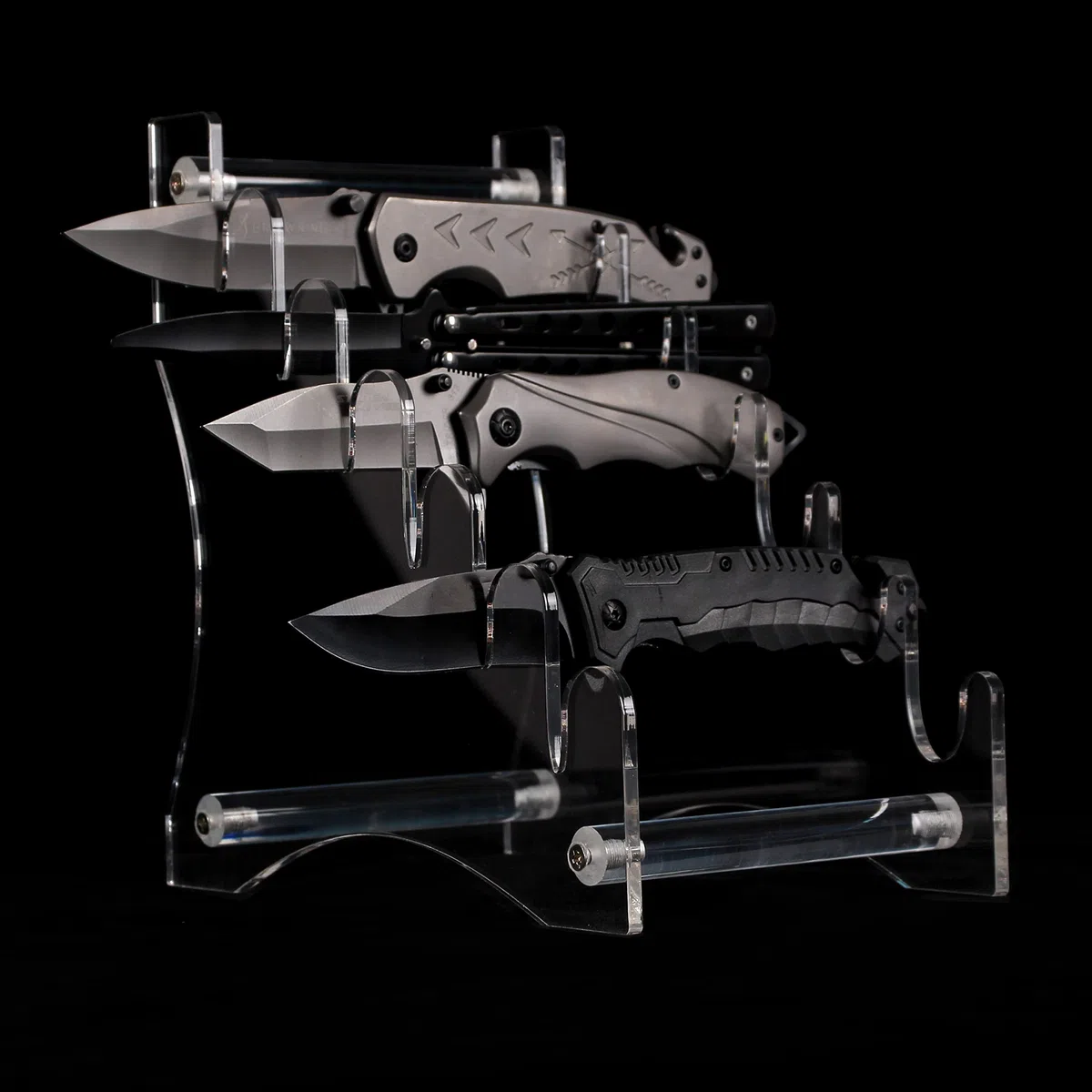 WANLIAN Supporto per coltello Espositore per coltelli da tasca,Stand per la mostra di coltelli antichi da collezione,poggia coltelli(Trasparente)