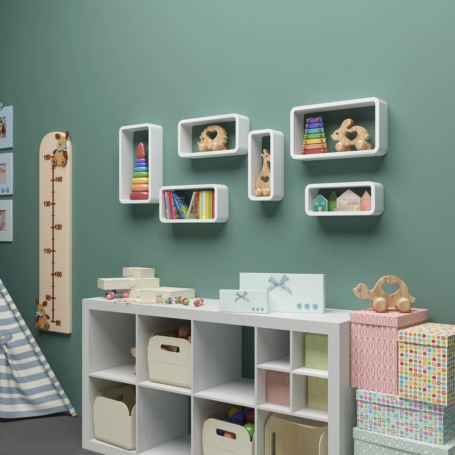 SONGMICS Set di 3 Mensole da Parete Scaffale Carico Massimo 15 kg MDF 44 39 34 cm Bianco LWS97W