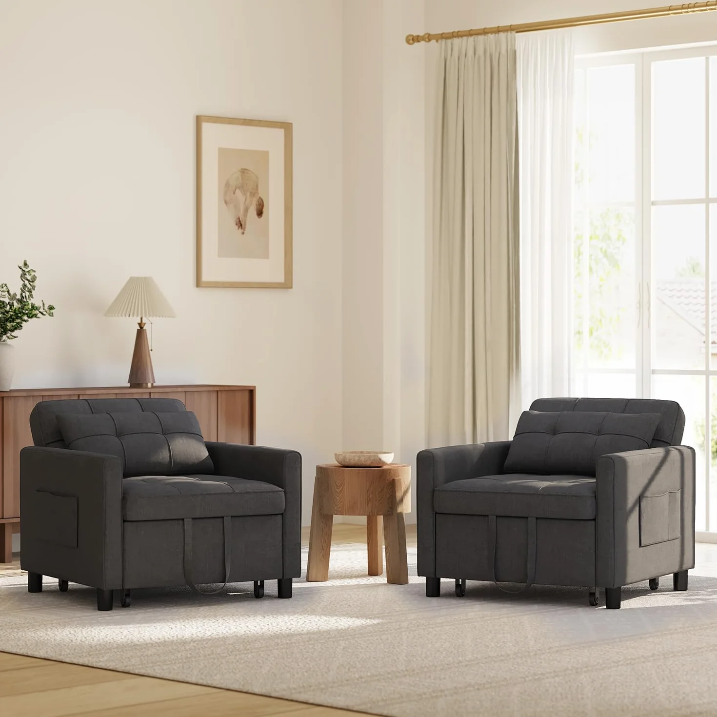 Xbro Poltrona Letto Singolo 3 in 1, Schienale Regolabile, Divano Relax Salvaspazio con Borsa Integrata per Appartamento/Camera da Letto