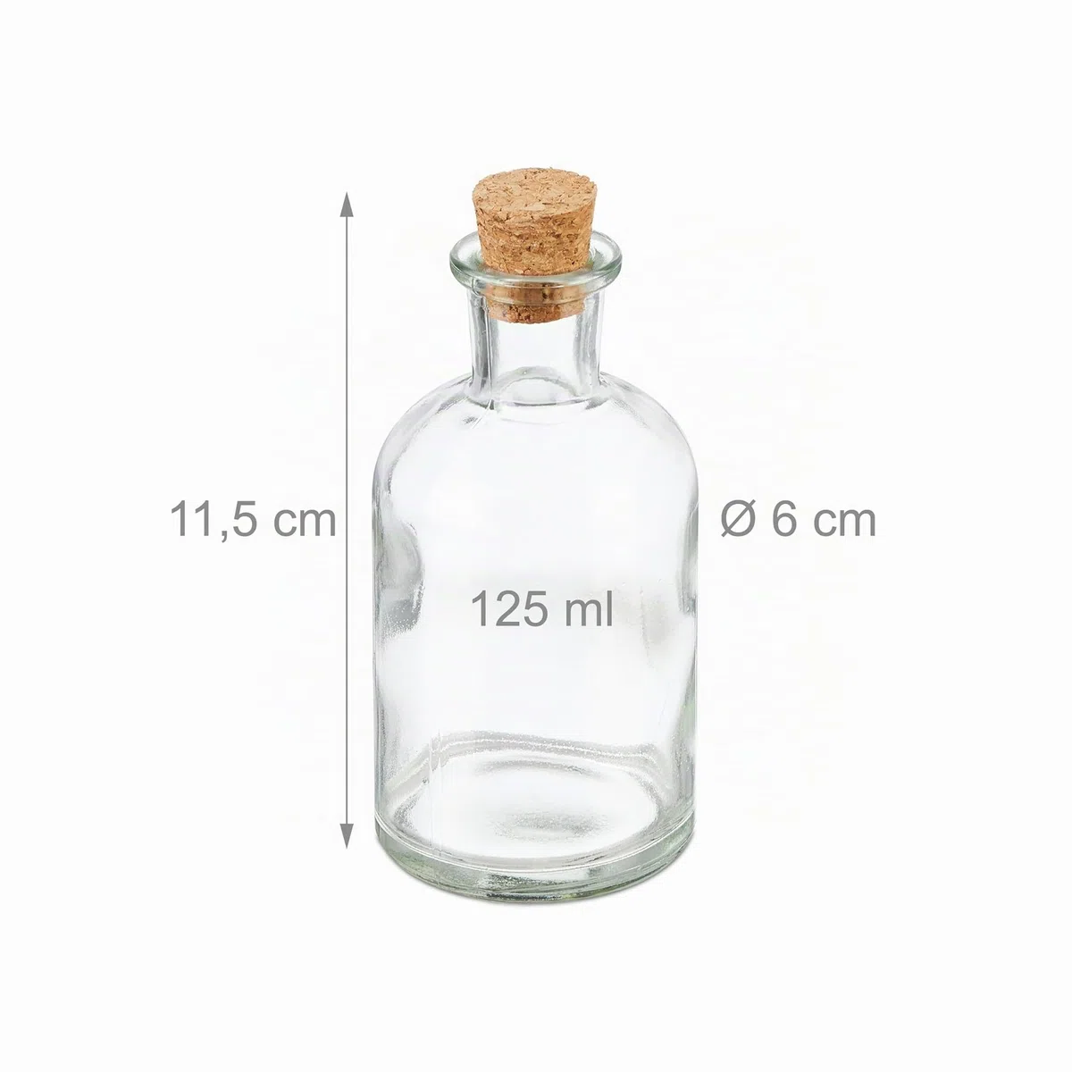 Relaxdays Set 16 Bottigliette in Vetro per Bomboniere, Bottiglie da 125 ml, Barattolini con Tappo, Trasparente Marrone