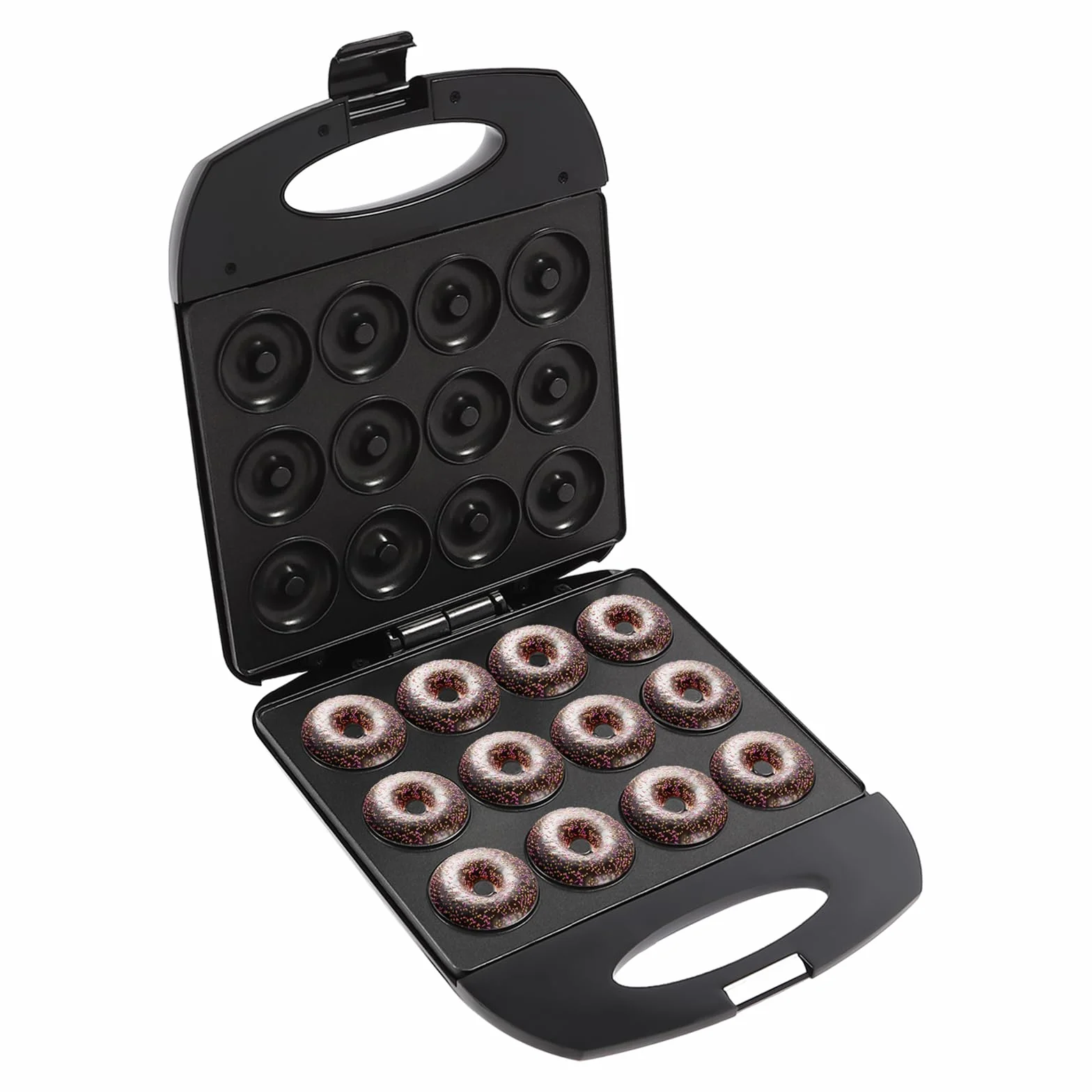 Stampo per ciambelle da 1200 W, con rivestimento antiaderente, nero, 23,5 x 23 x 10 cm