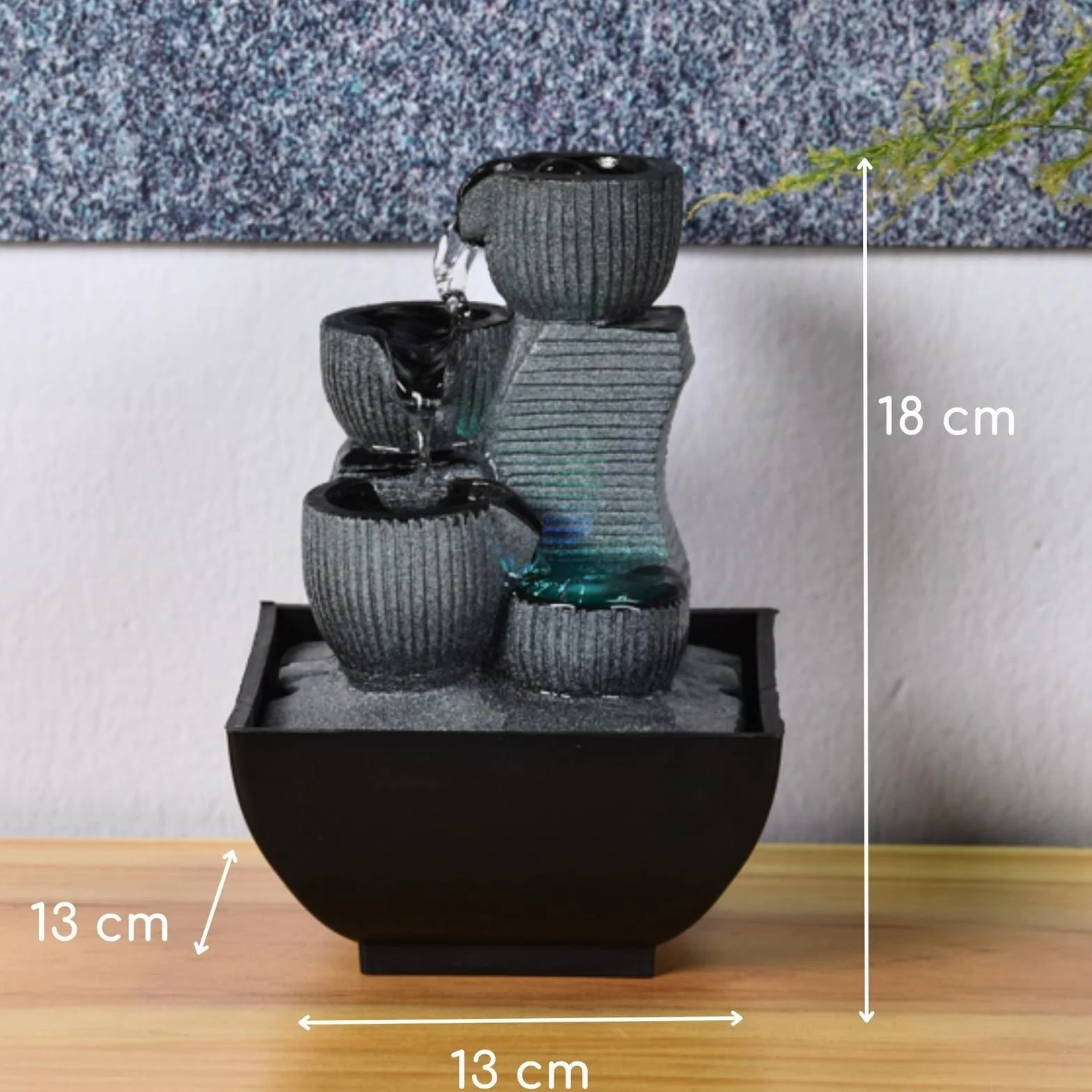 Zen Light - Kini, Fontana da Interno con Pompa e Illuminazione a LED, in Resina, Taglia Unica