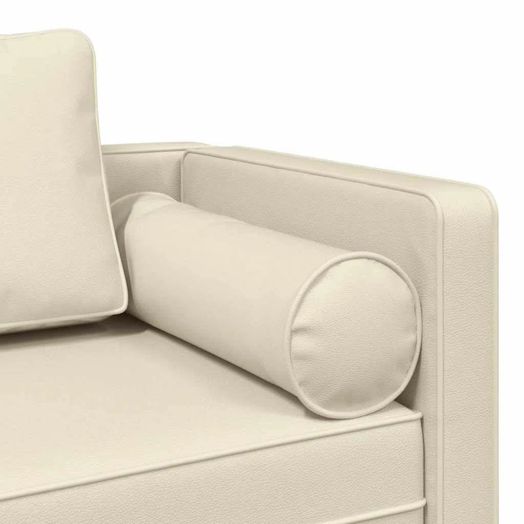 vidaXL Sdraio con Cuscini Crema in Similpelle, divano letto, divano imbottito, seduta da soggiorno, dormeuse, seduta da salotto, divano 2 posti