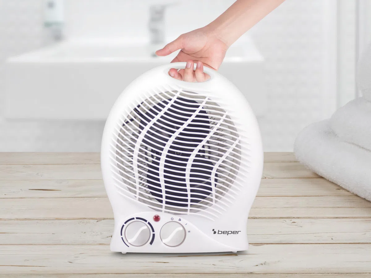 BEPER P203TER202 Termoventilatore, 2000W, 2 Potenze selezionabili, Termoventilatore compatto con Termostato regolabile, Modalità Eco e Autospegnimento, Bianco