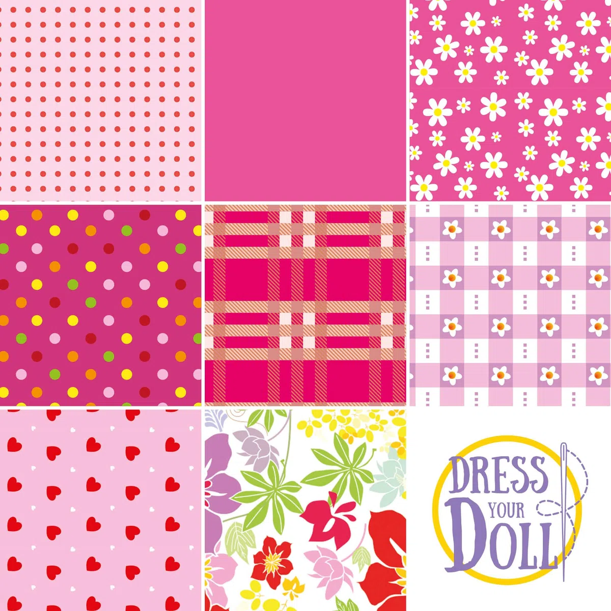 Vervaco Pink Dress Your Doll Outfit Making Set, Multicolore