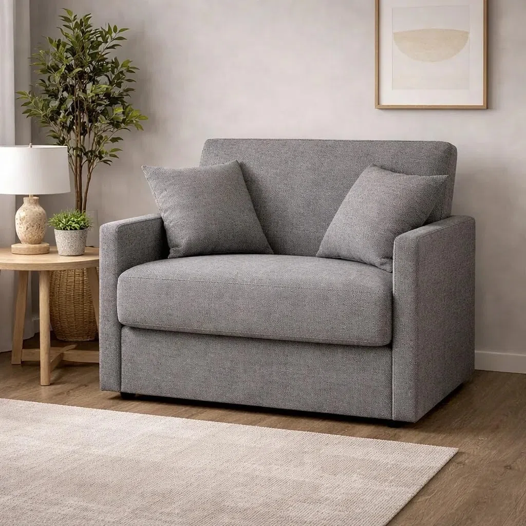 Generico Poltrona Letto Salvaspazio con Materasso 18 cm – Vari Colori e Tessuti (Grigio)