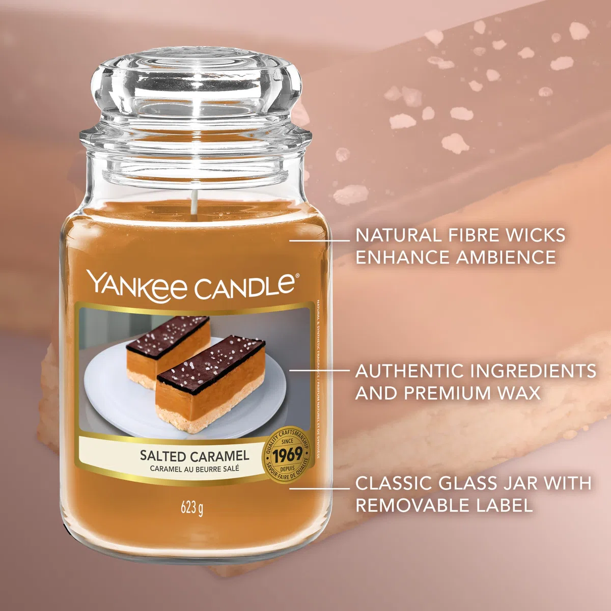 Yankee Candle Candela profumata | Candela in giara grande della Caramello Salato | Candele a lunga combustione: fino a 150 ore | Regali perfetti per le donne