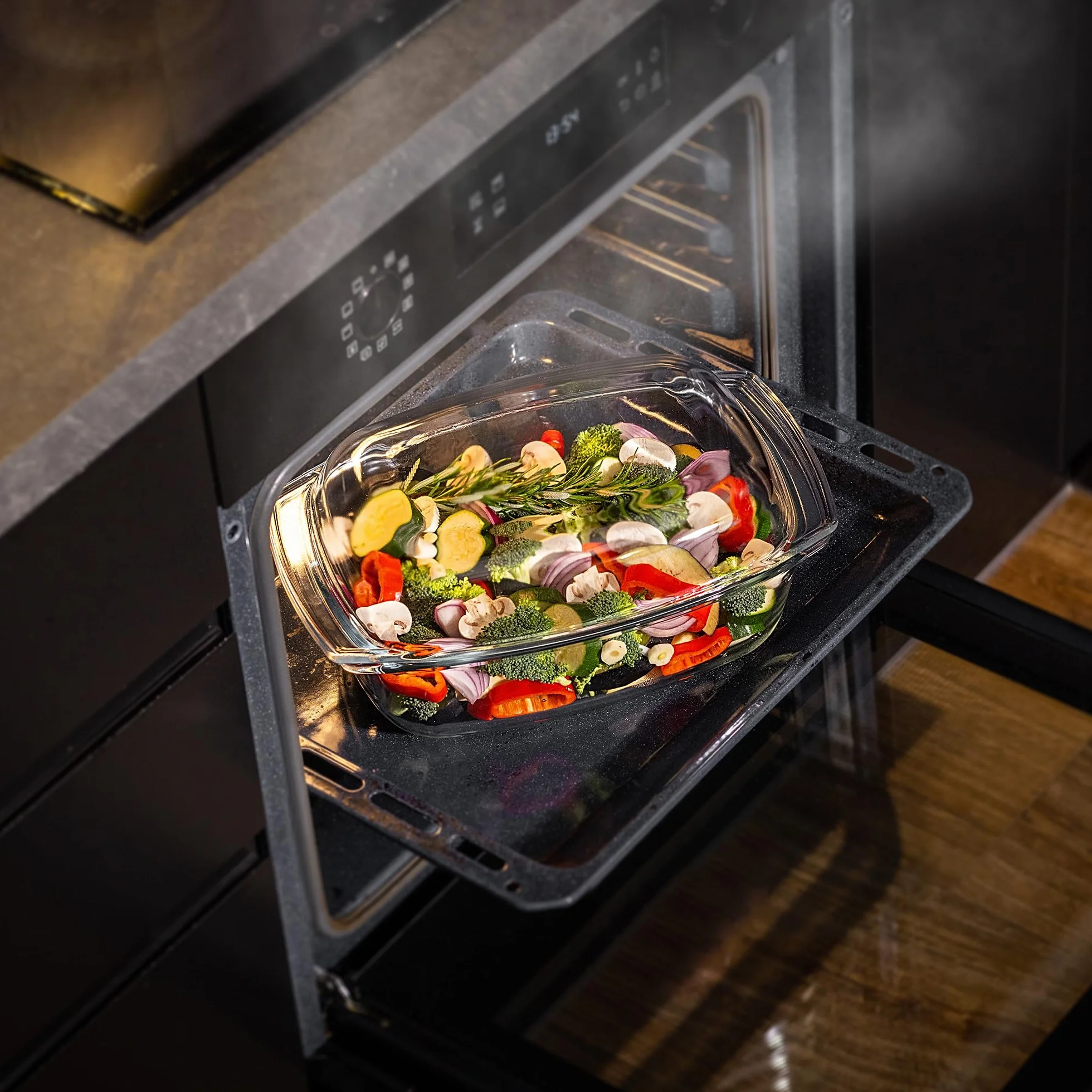 KADAX Pirofila in Vetro con Coperchio Resistente al Calore - Rettangolare - Cottura al Forno - Recipiente Ignifugo per Lasagne e Arrosti con Coperchio Protettivo su Misura